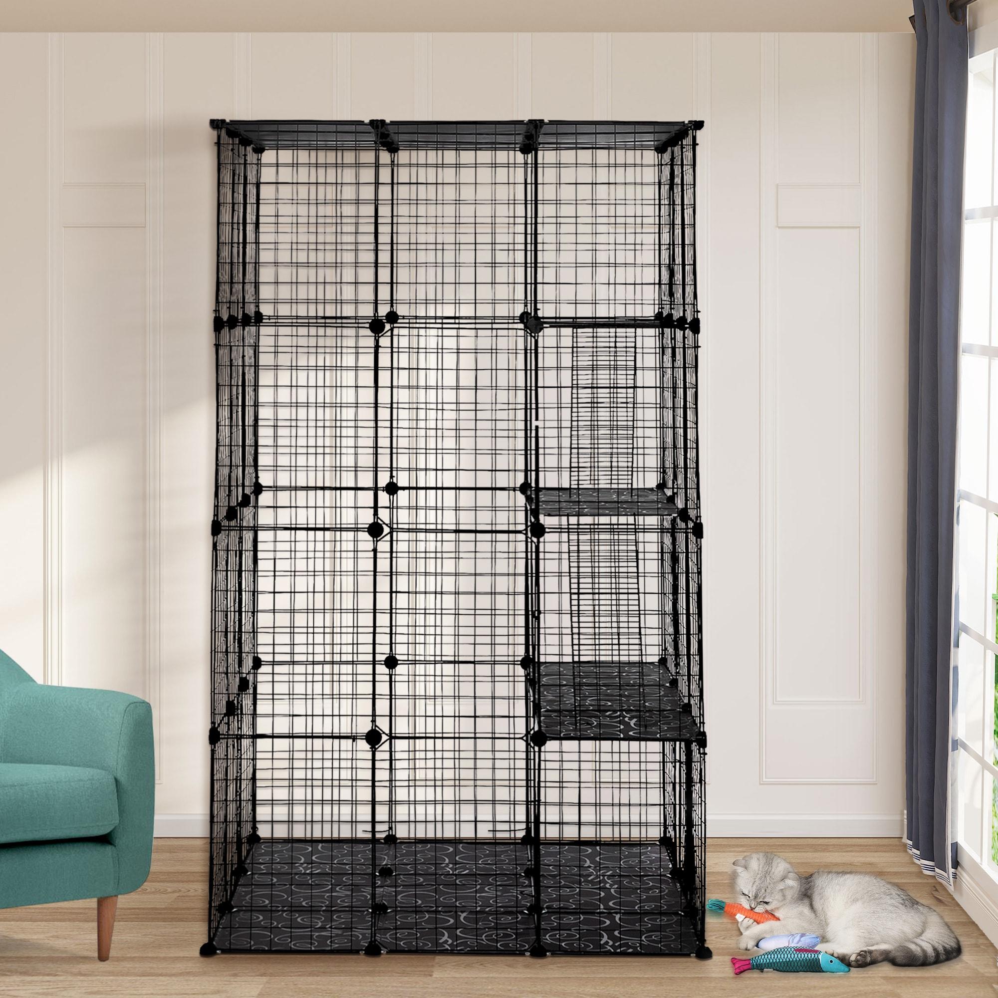 Coziwow Extra Large DIY Cat Cage Playpen, Metal Wire Kennels, Pet Cage for Rabbit Small Animal Indoor, Black