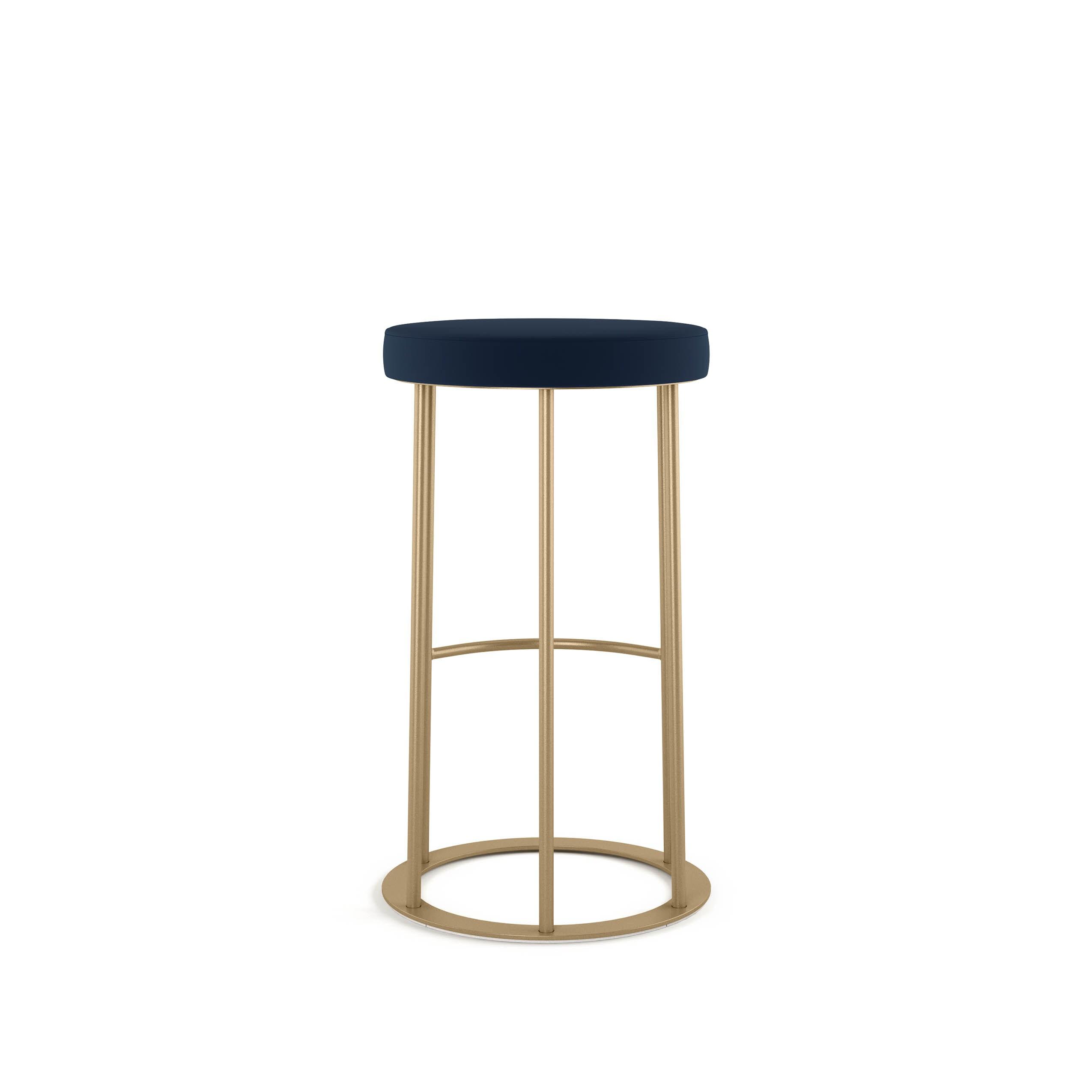 Modern Iris 30" Blue and Gold Metal Backless Bar Stool