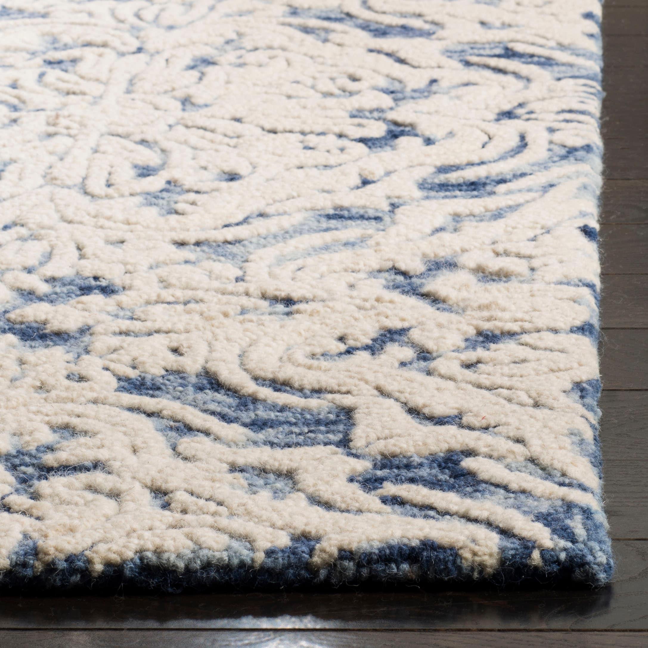 Blossom BLM103 Hand Tufted Area Rug - Blue/Ivory - 4'x6' - Safavieh.