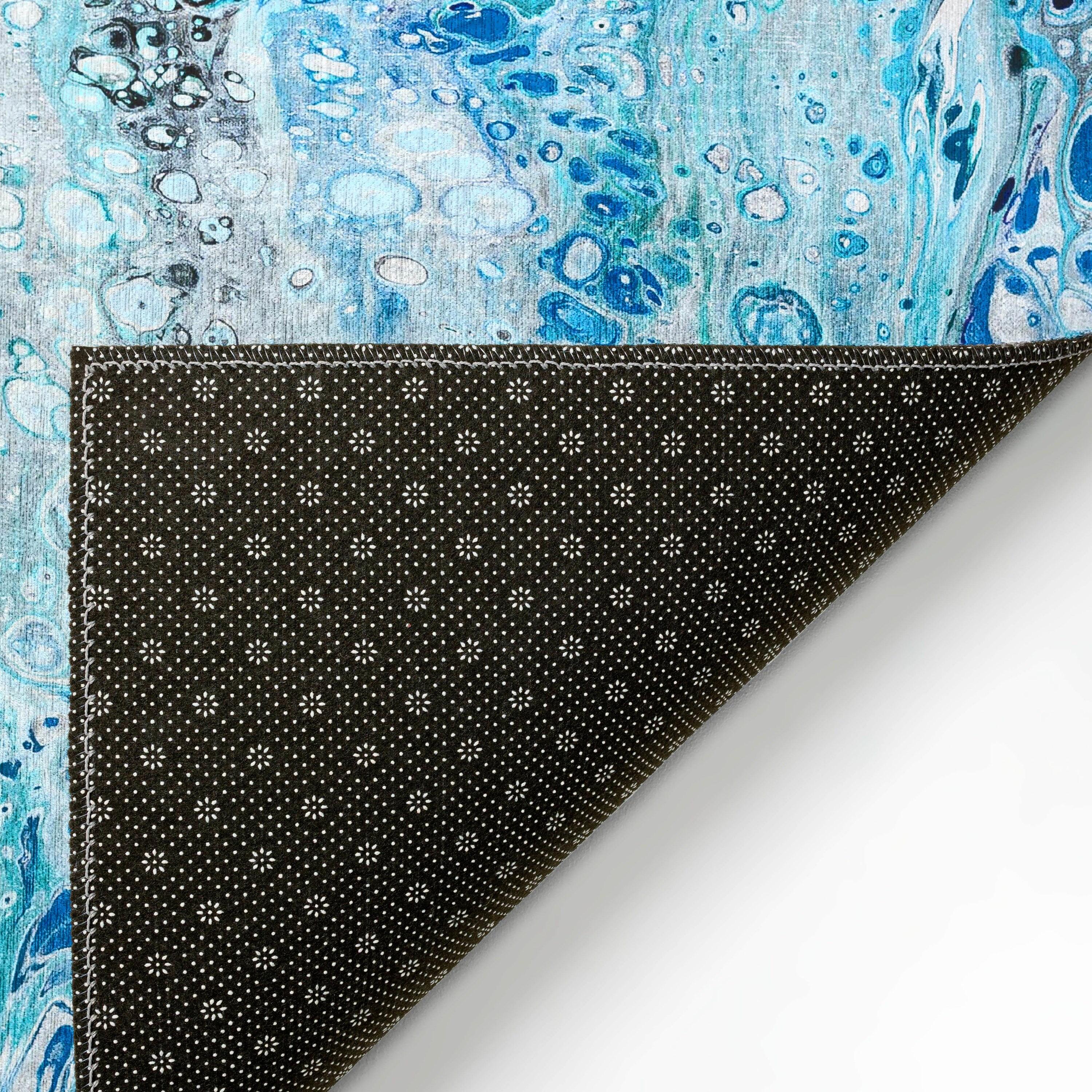 Karina Blue Contemporary Artistic Color Splash 1'8" x 2'6" Non-Skid Accent Rug