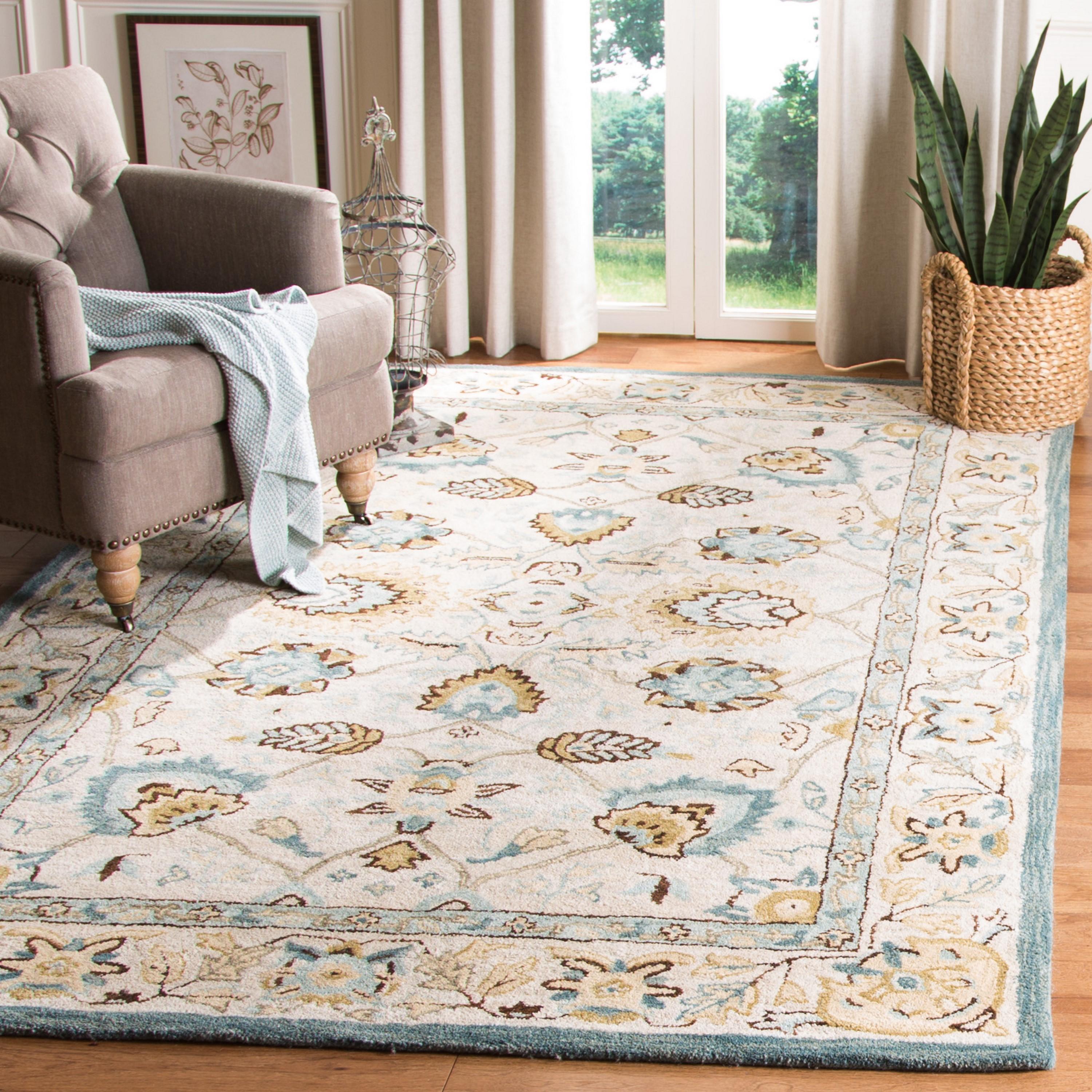 Antiquity AT812 Hand Tufted Indoor Area Rug - Peacock/Blue - 6'x9' - Safavieh