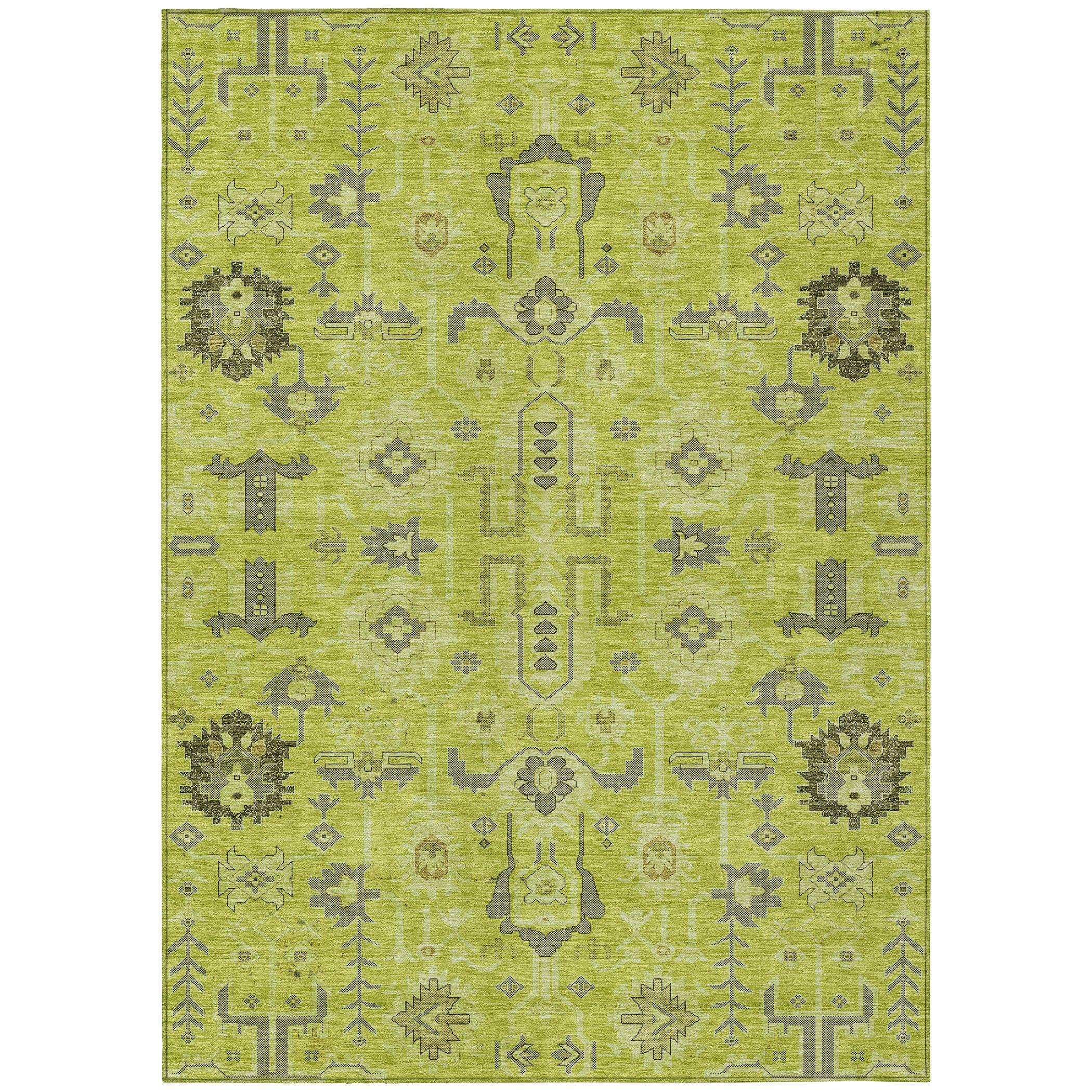 Aloe Green and Gray Geometric 10' x 14' Indoor/Outdoor Area Rug