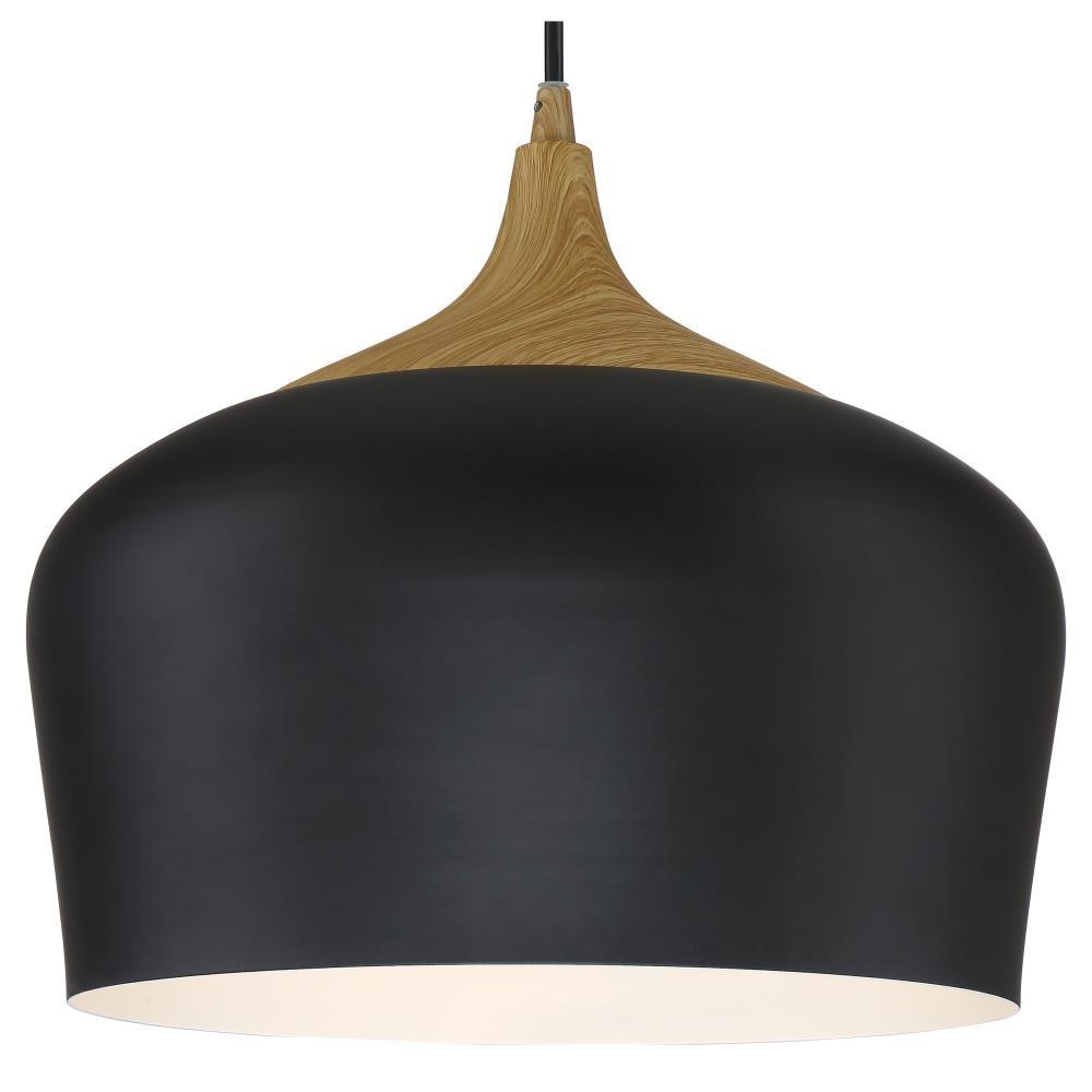 Access Lighting 52057LEDDLP-BL-WGN 12 in. Blend LED Pendant Ceiling Light, Black with Wood Grain