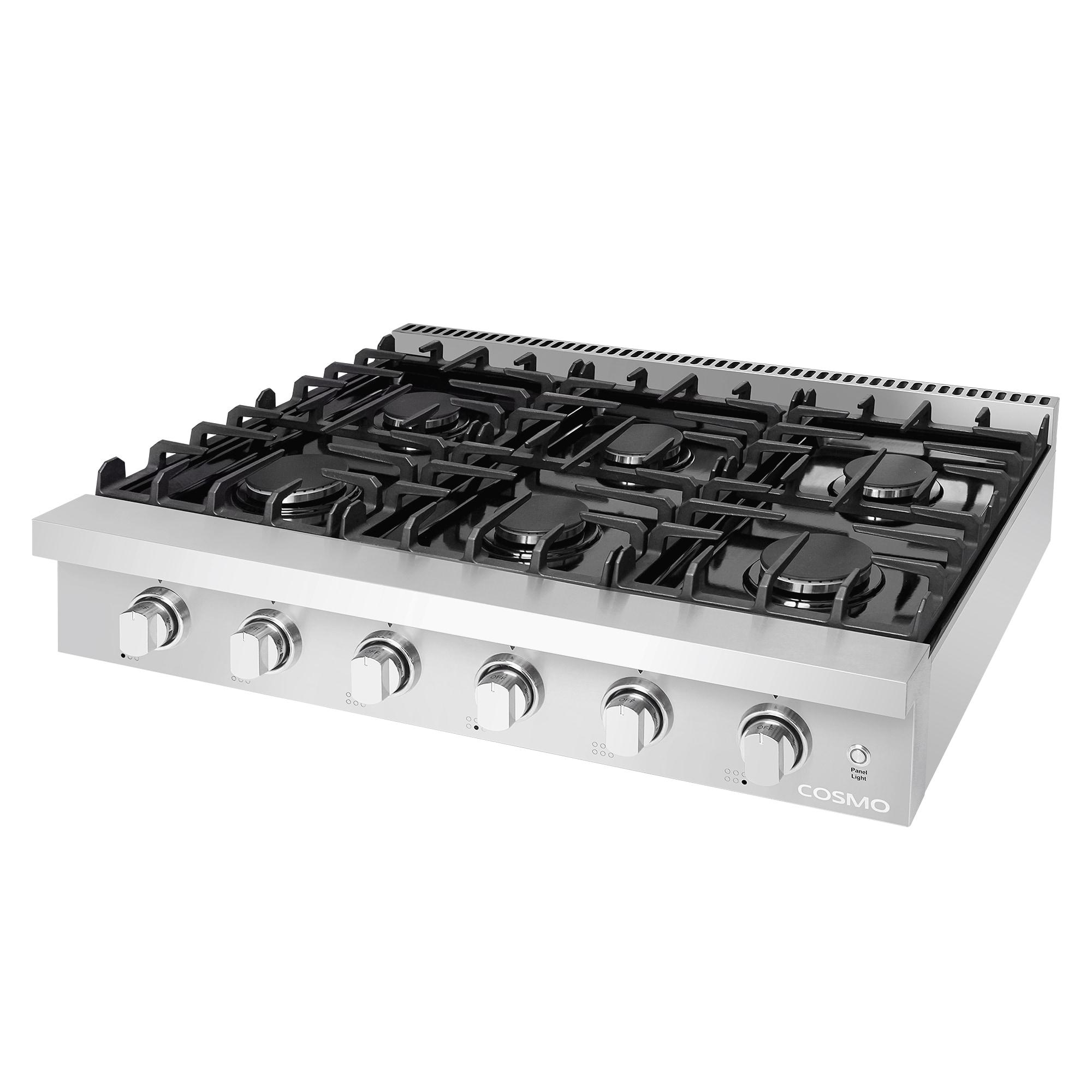 36-Inch Stainless Steel Gas Cooktop with 6 Burners