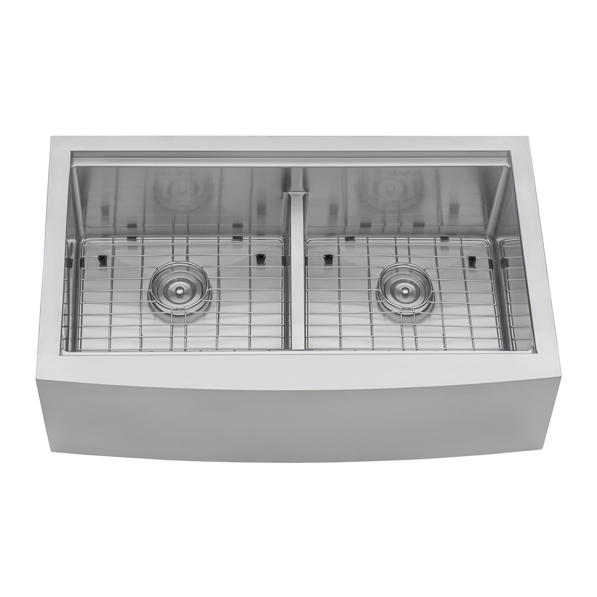Ruvati RVH9301 Ruvati 36" Apron-front Workstation Low-Divide 50/50 Farmhouse Kitchen Sink Stainless Steel