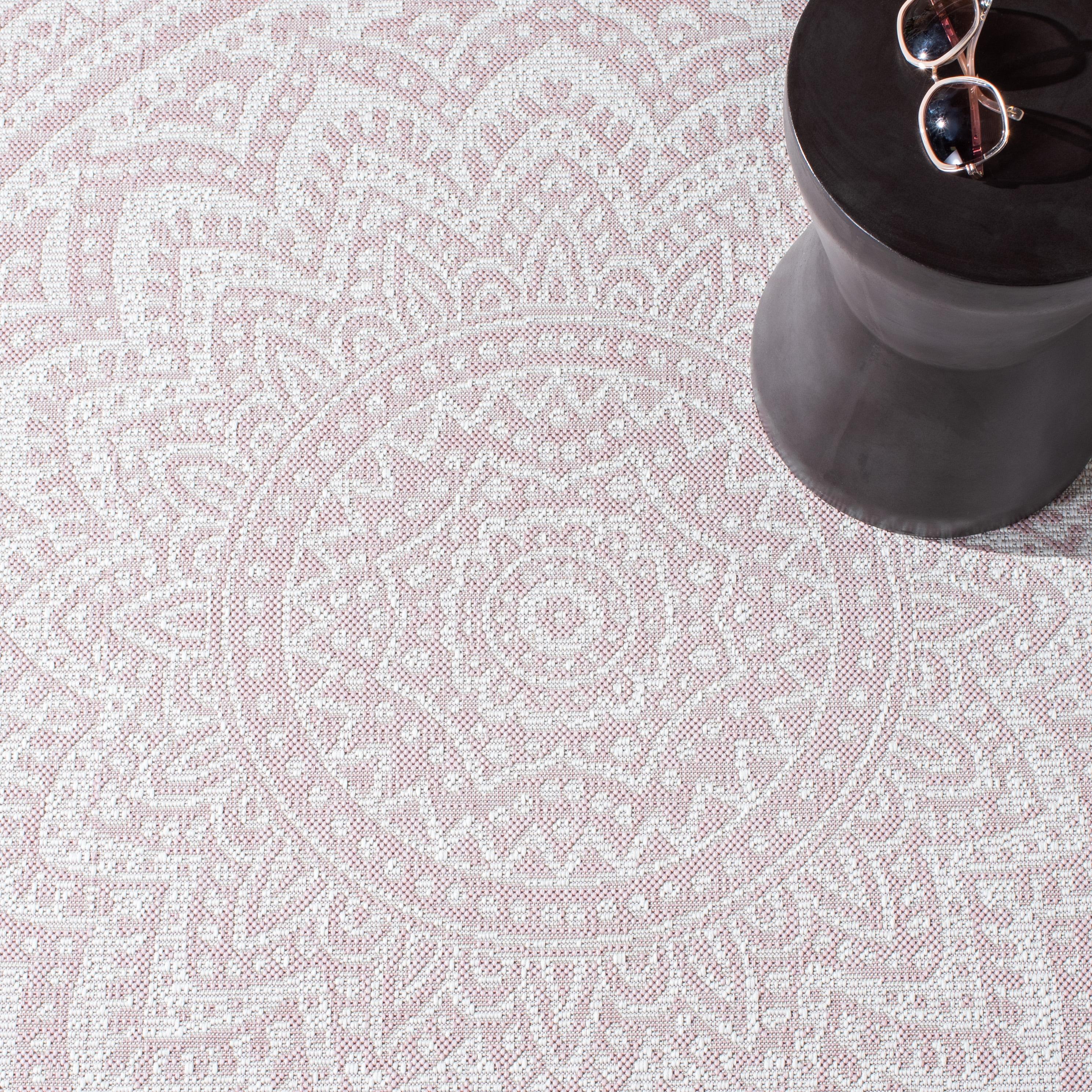 Courtyard CY8734 Power Loomed Indoor and Outdoor Accent Rug - Ivory/Soft Pink - 2'x3'7" - Safavieh