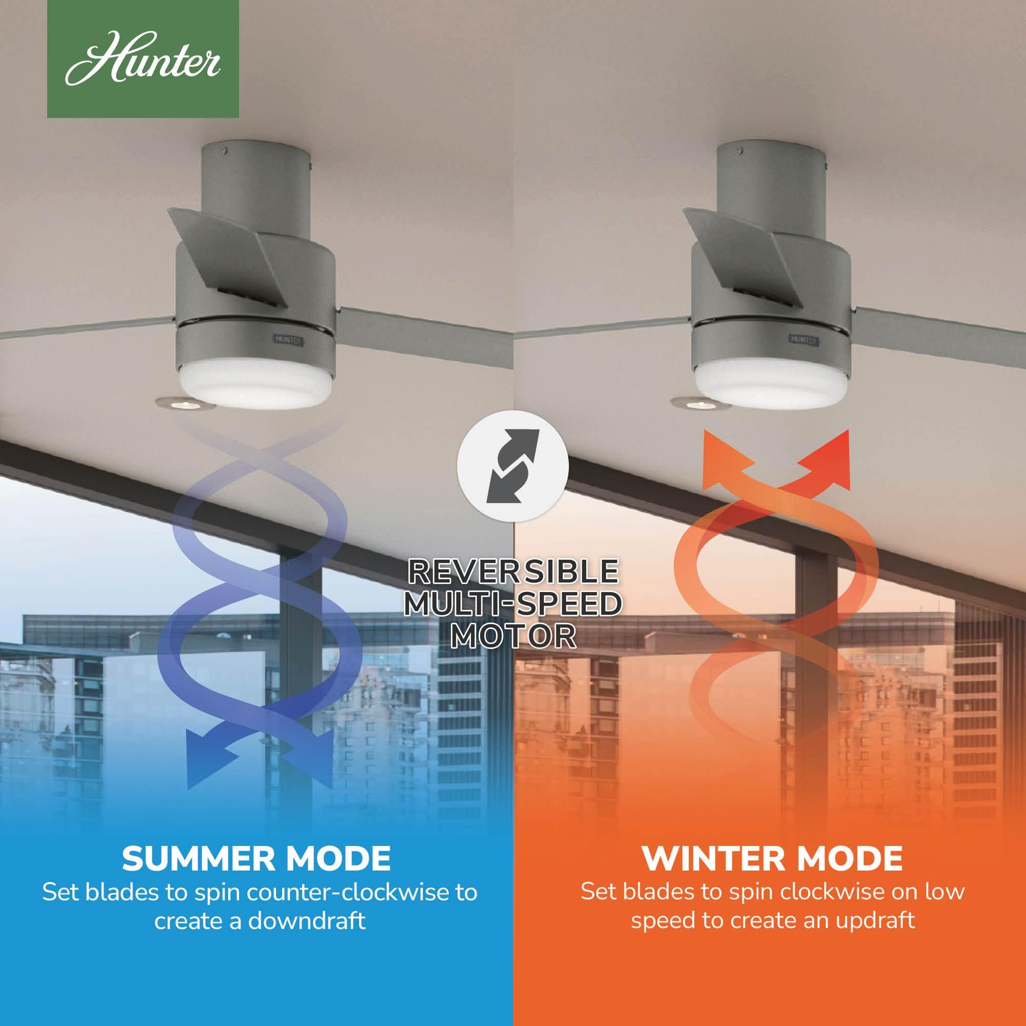 Hunter Fan 44" Gilmour 3 - Blade Outdoor Flush Mount Ceiling Fan with Remote Control and Light Kit Included