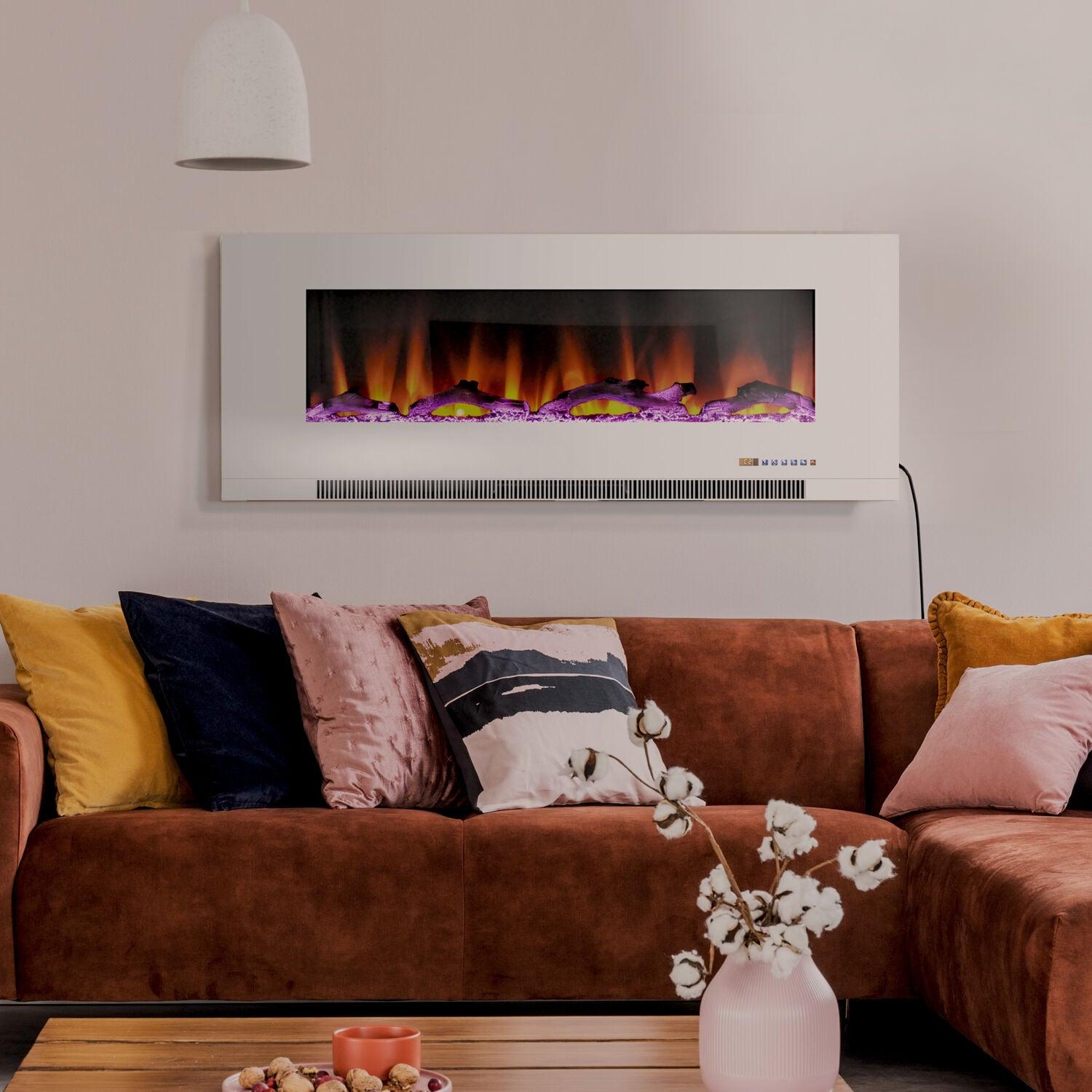 Cambridge Cambridge Wall Mount Electric Fireplace Heater with Remote Control for Indoor Use in Living Room, Bedroom, Home Office