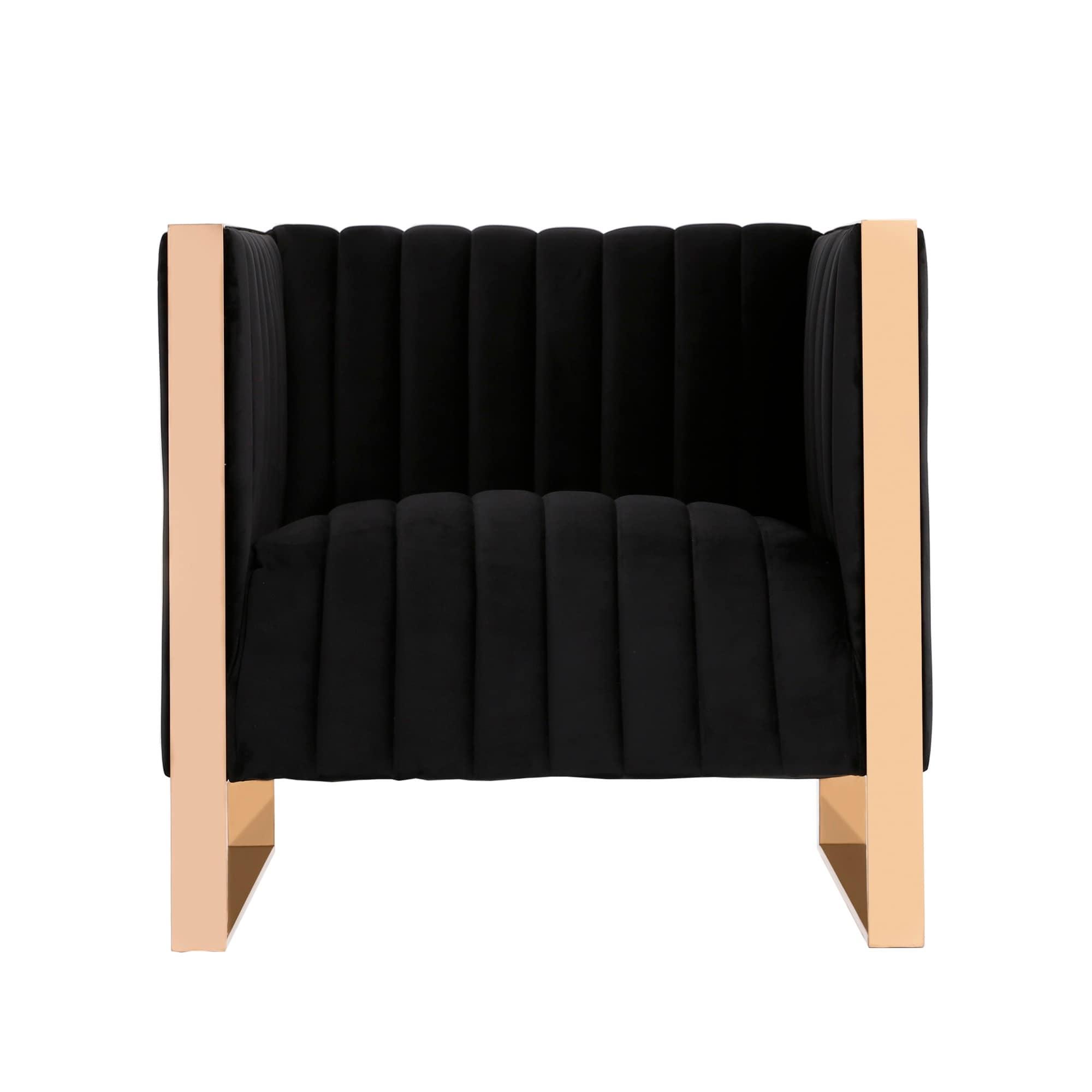 Manhattan Comfort Trillium Velvet Upholstered Accent Chair in Black