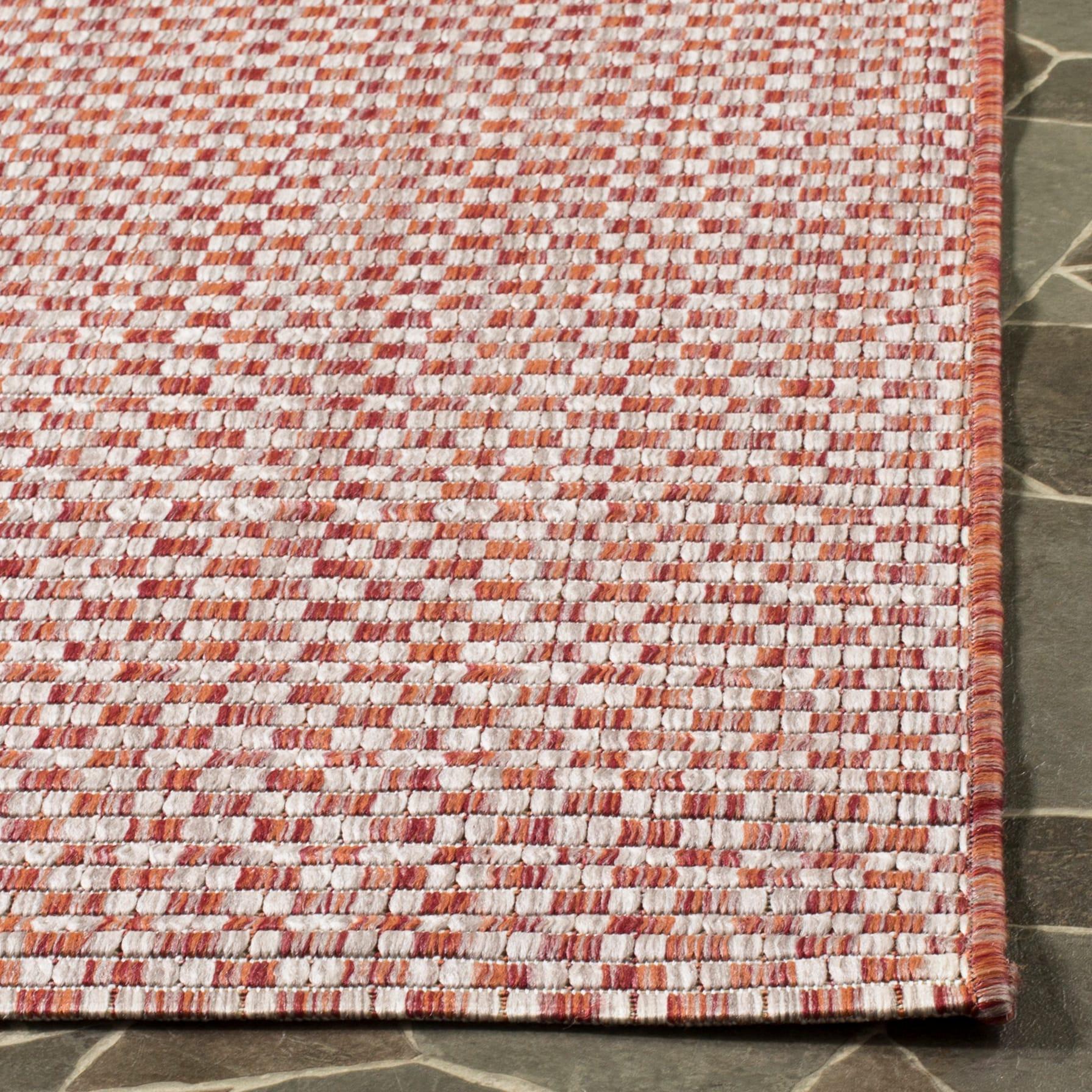 SAFAVIEH Courtyard Blair Geometric Indoor/Outdoor Area Rug, 4' x 5'7", Rust/Light Grey