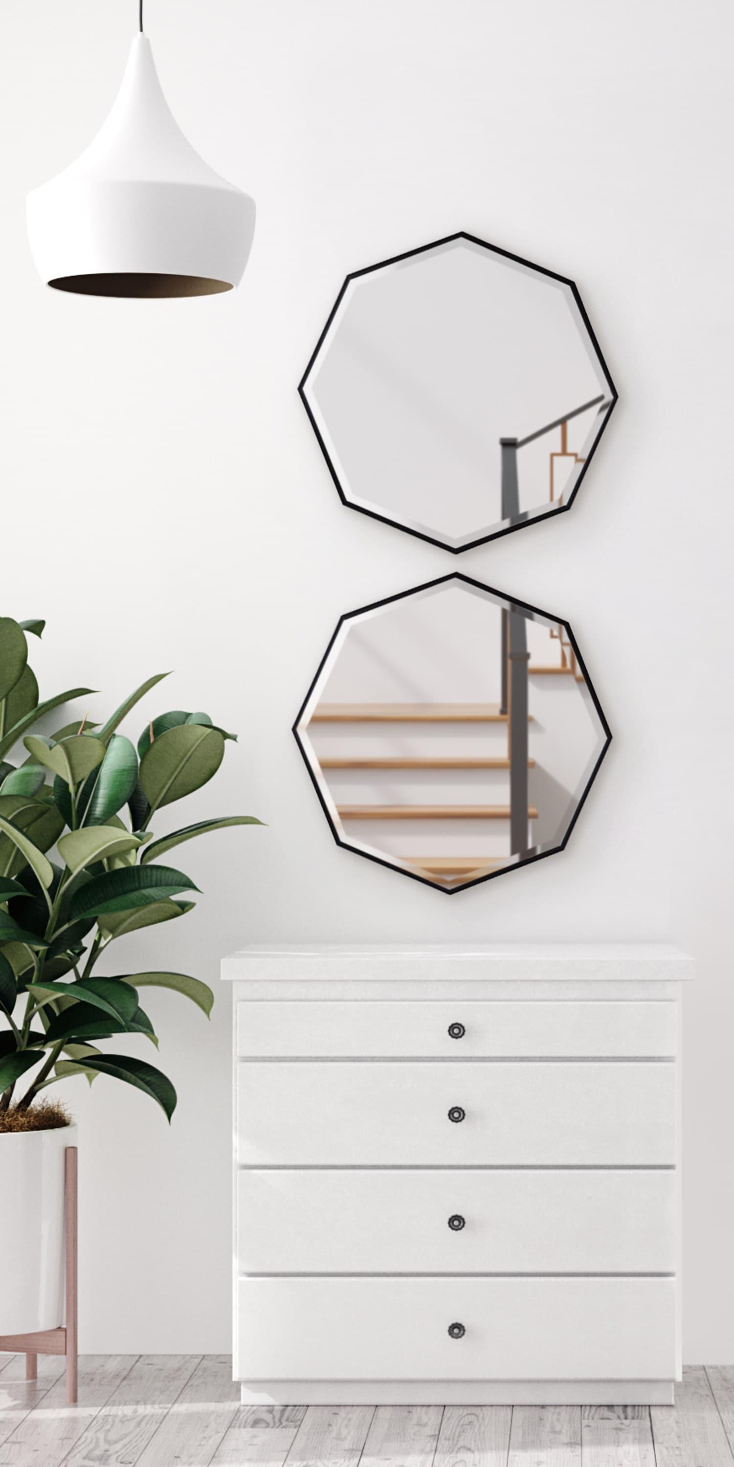 Kate & Laurel All Things Decor 18" x 18" Rhodes Hexagon Wall Mirror Black: Modern Octagon, No Assembly, Wall Mount