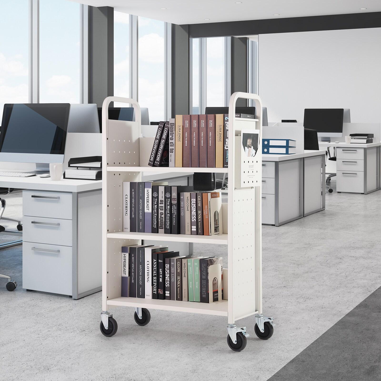 VEVOR 49.2'' H x 31.1'' W Book Cart with Wheels