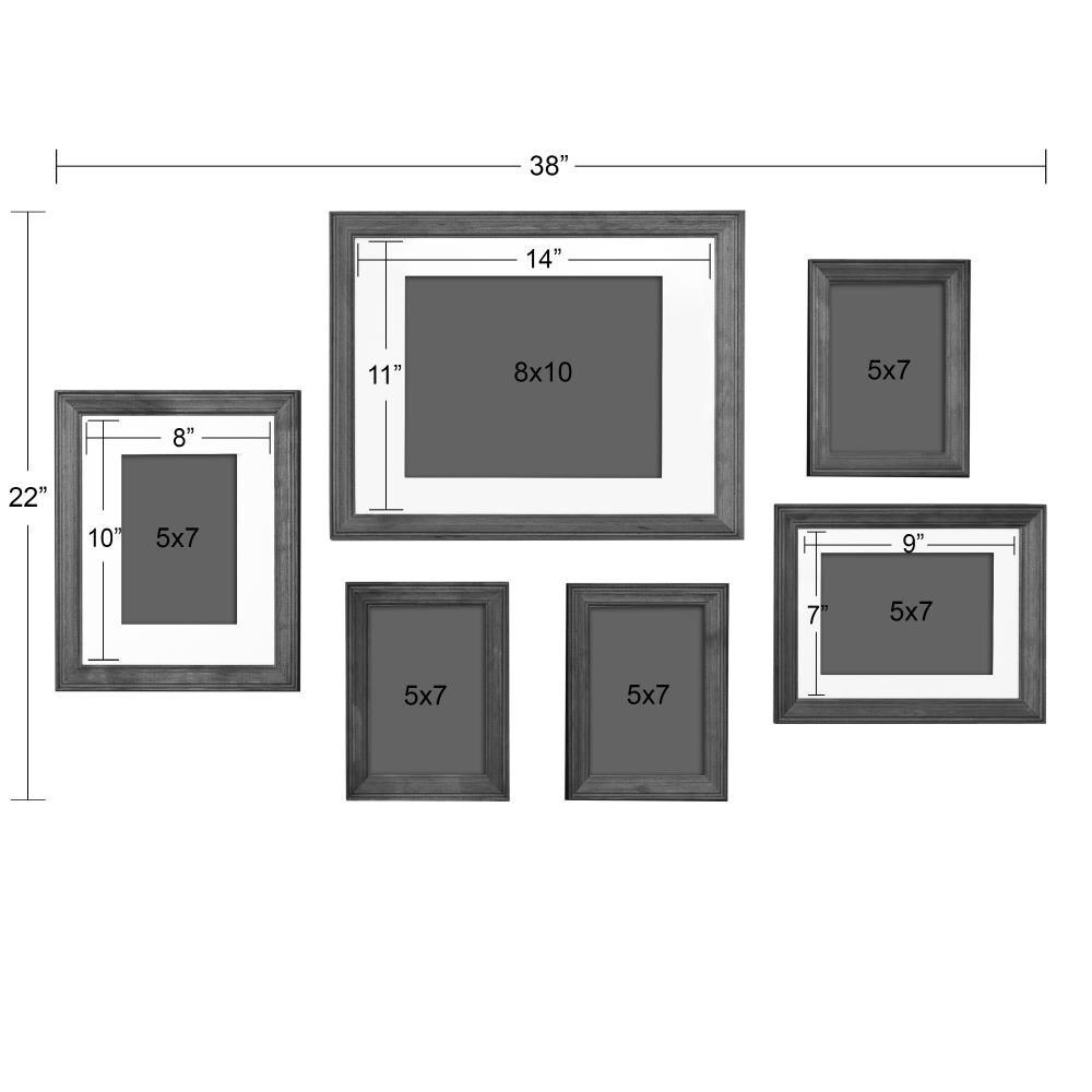 6pc Bordeaux Frame Box Set Black - Kate & Laurel All Things Decor: Wall Display, Sawtooth Hanger, Wood Material