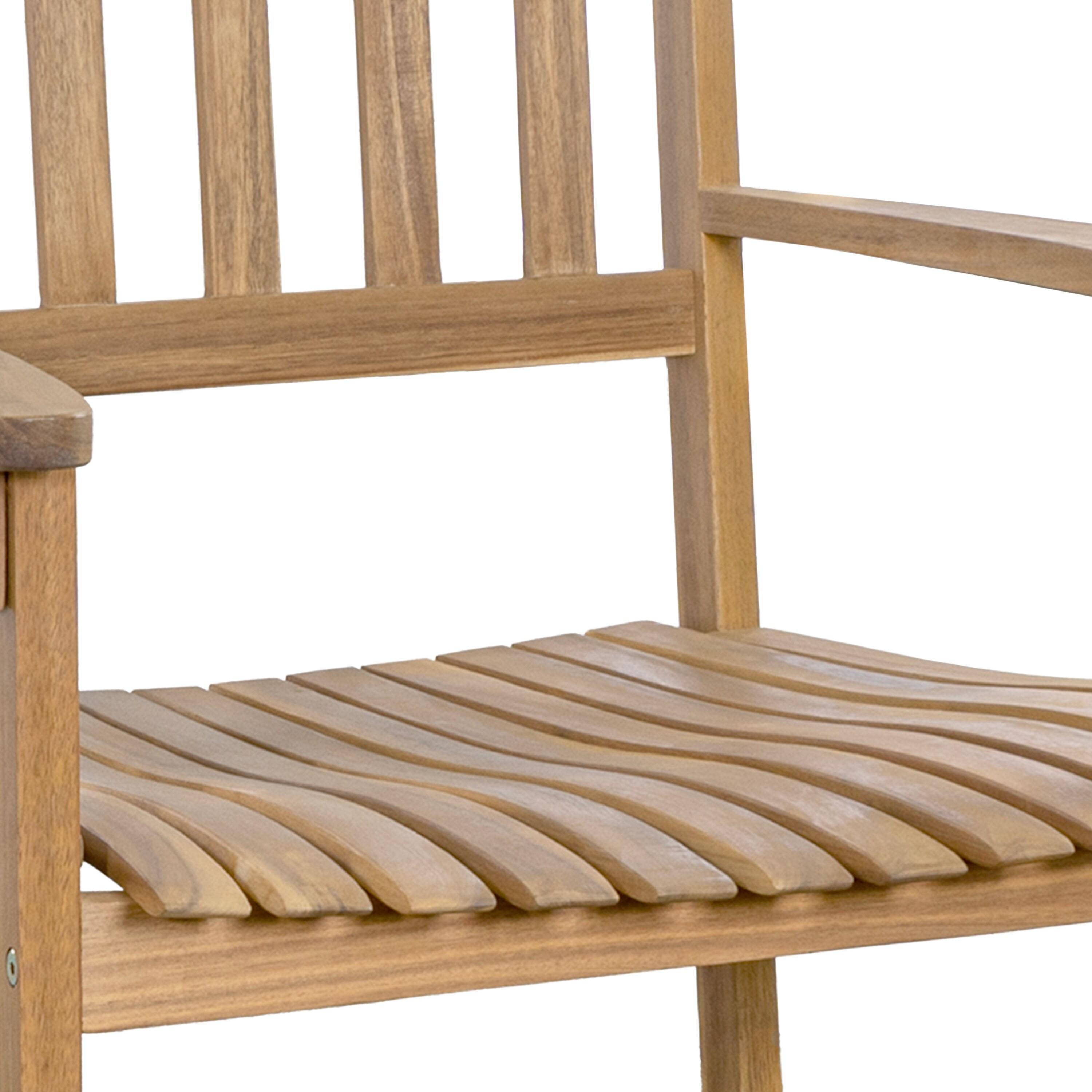 Seagrove Farmhouse Classic Slat-Back 350-LBS Support Acacia Wood Outdoor Rocking Chair, Teak Brown - JONATHAN Y