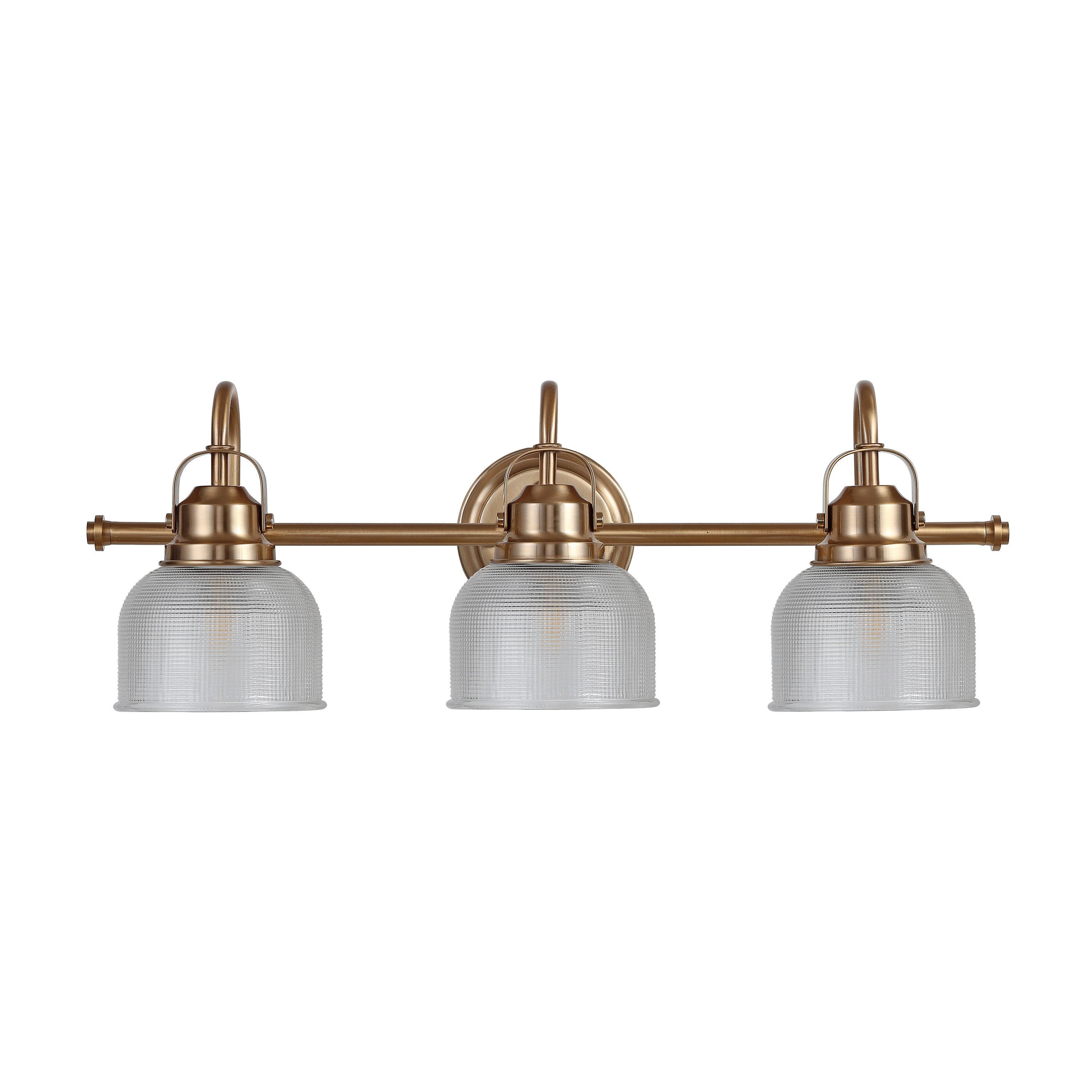 25.25" LED 3-Light Metal/Glass Virginia Pendent Brass/Gold - JONATHAN Y: ETL Listed, Bathroom Fixture