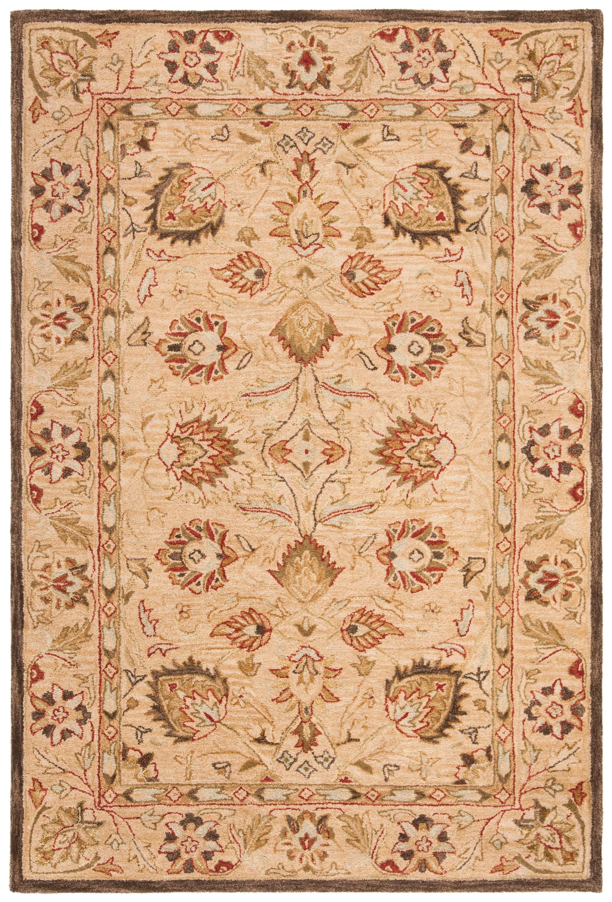 SAFAVIEH Anatolia Venice Floral Wool Area Rug, Beige/Beige, 6' x 9'