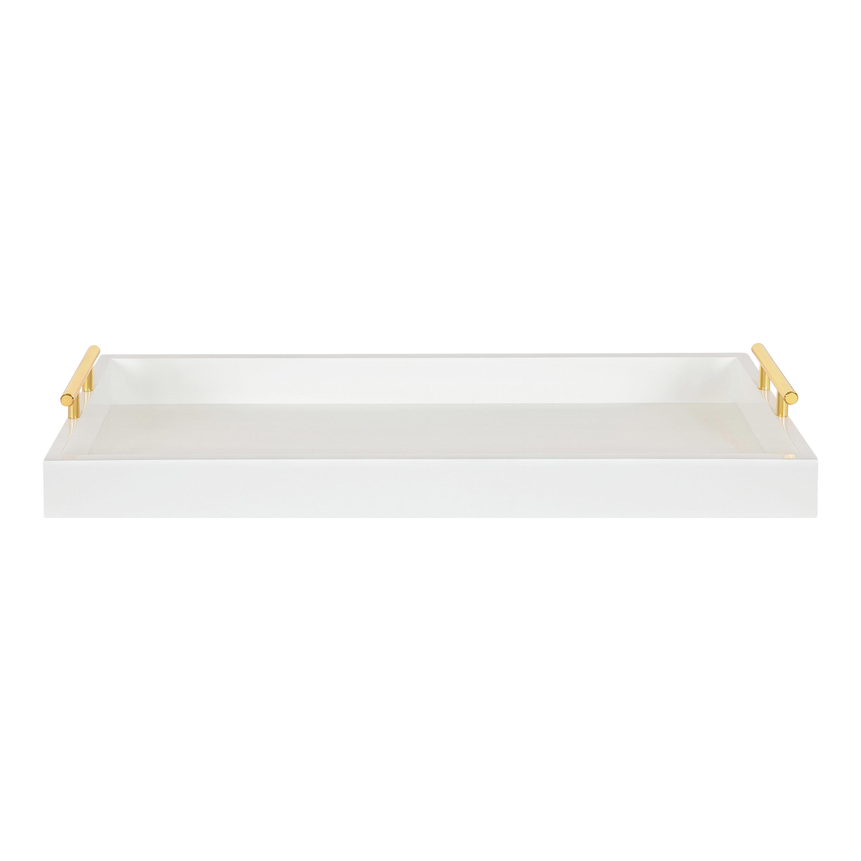 Kate and Laurel Lipton Tray, 10x24, White and Gold
