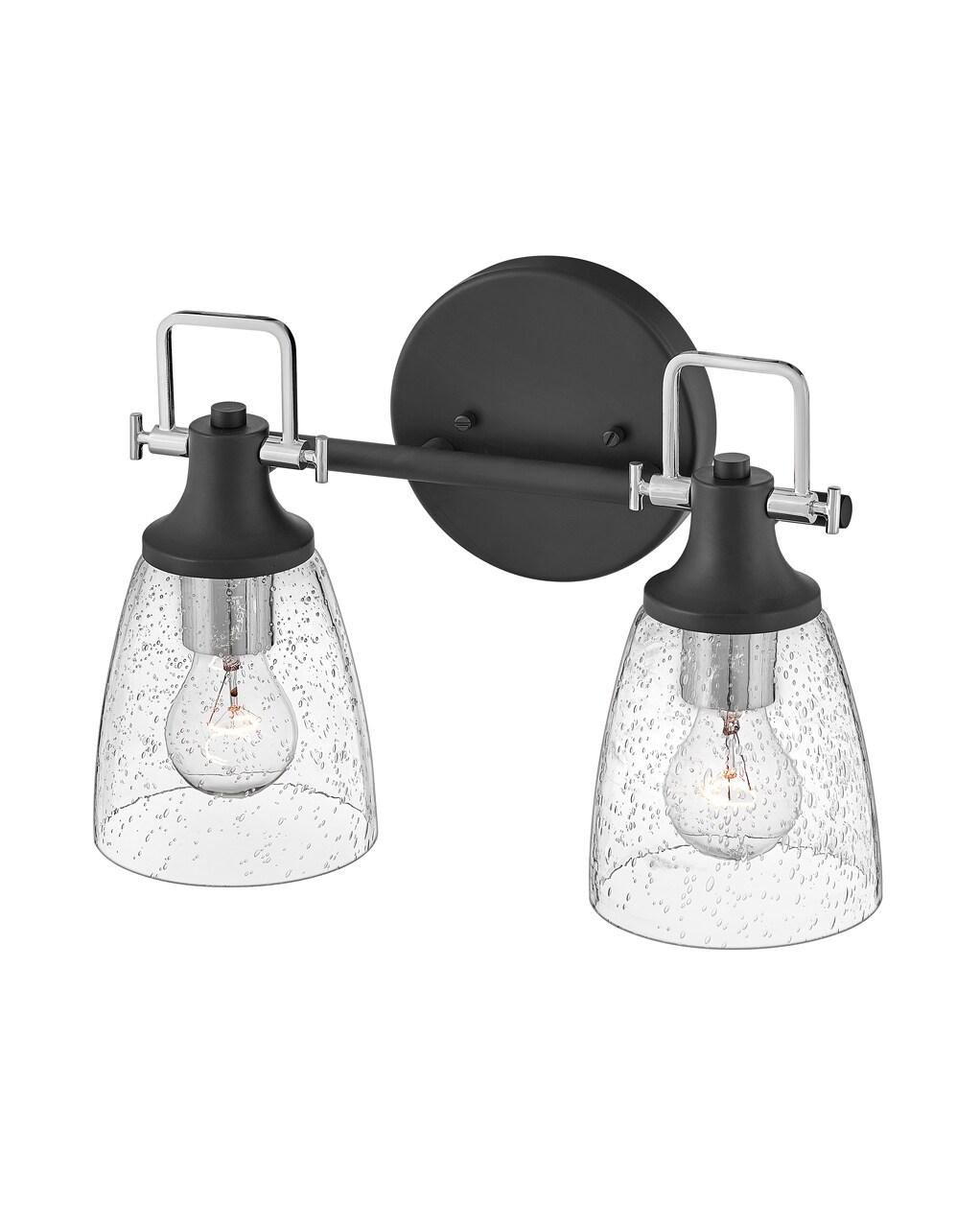 Easton Two-Light Bath Vanity Fixture w/ Clear Seedy Glass Shades
