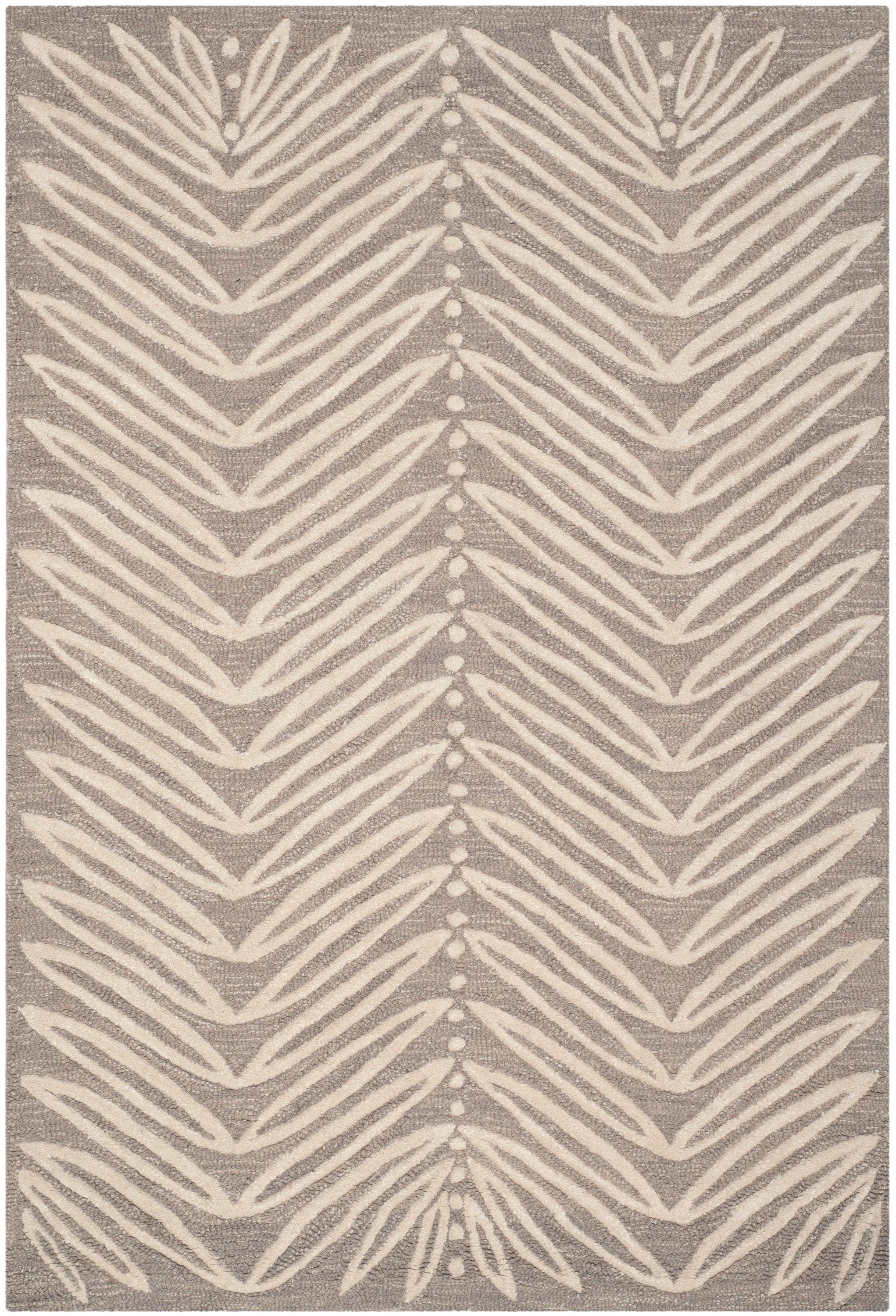 Martha Stewart Chevron Leaves - MSR3612 - Indoor Hand Tufted Area Rugs - Chamois Beige - 5'x8'