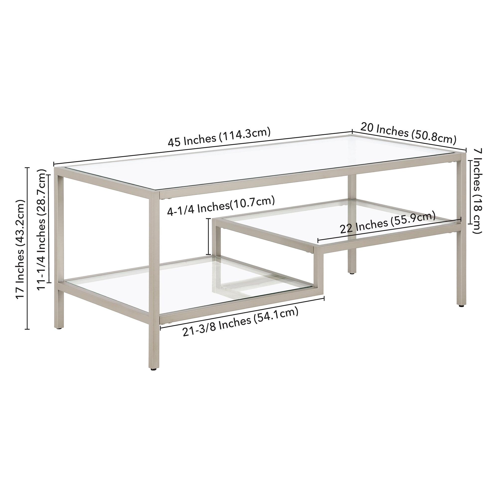 Evelyn&Zoe Lovett 45" Wide Rectangular Coffee Table in Satin Nickel
