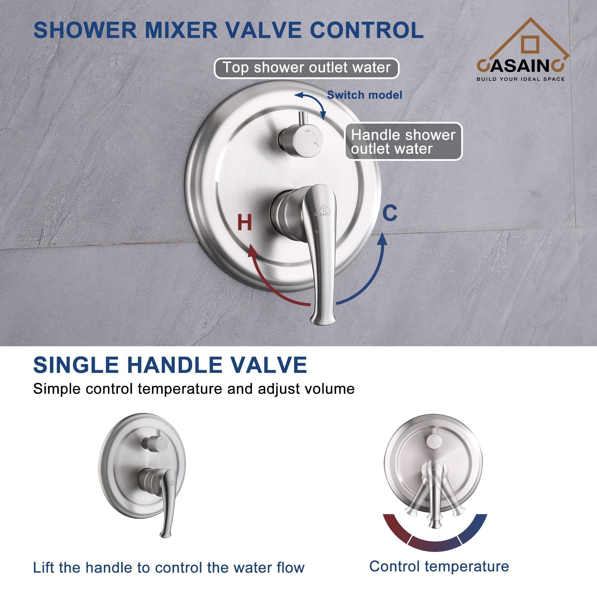 Retro Wall Mount 2 Function Rainfall Shower System with 3 Setting Handheld, Rough-In Valve and Diverter