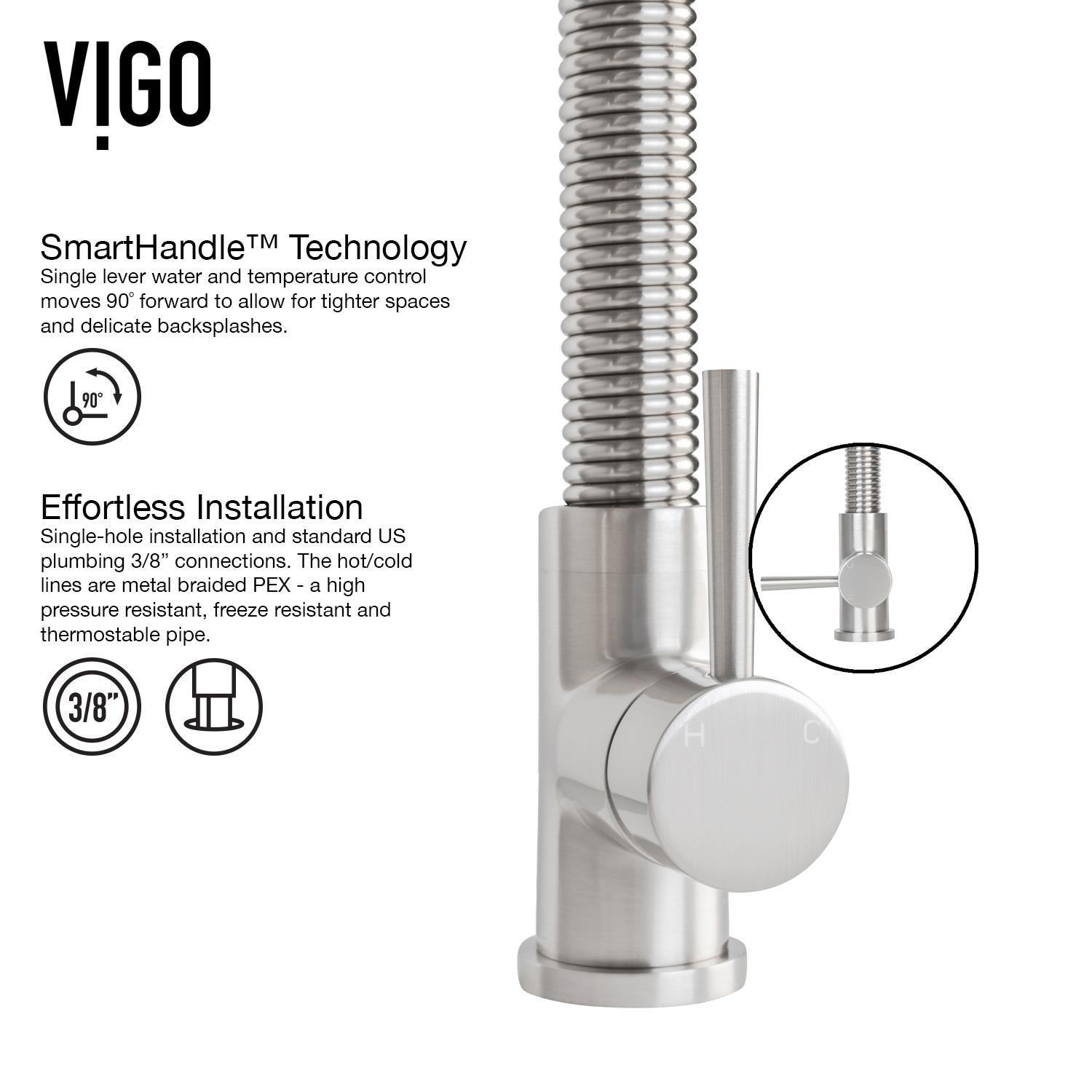 Brant 19 H 1-handle Pull-Down 2-Function Sprayer Kitchen Faucet