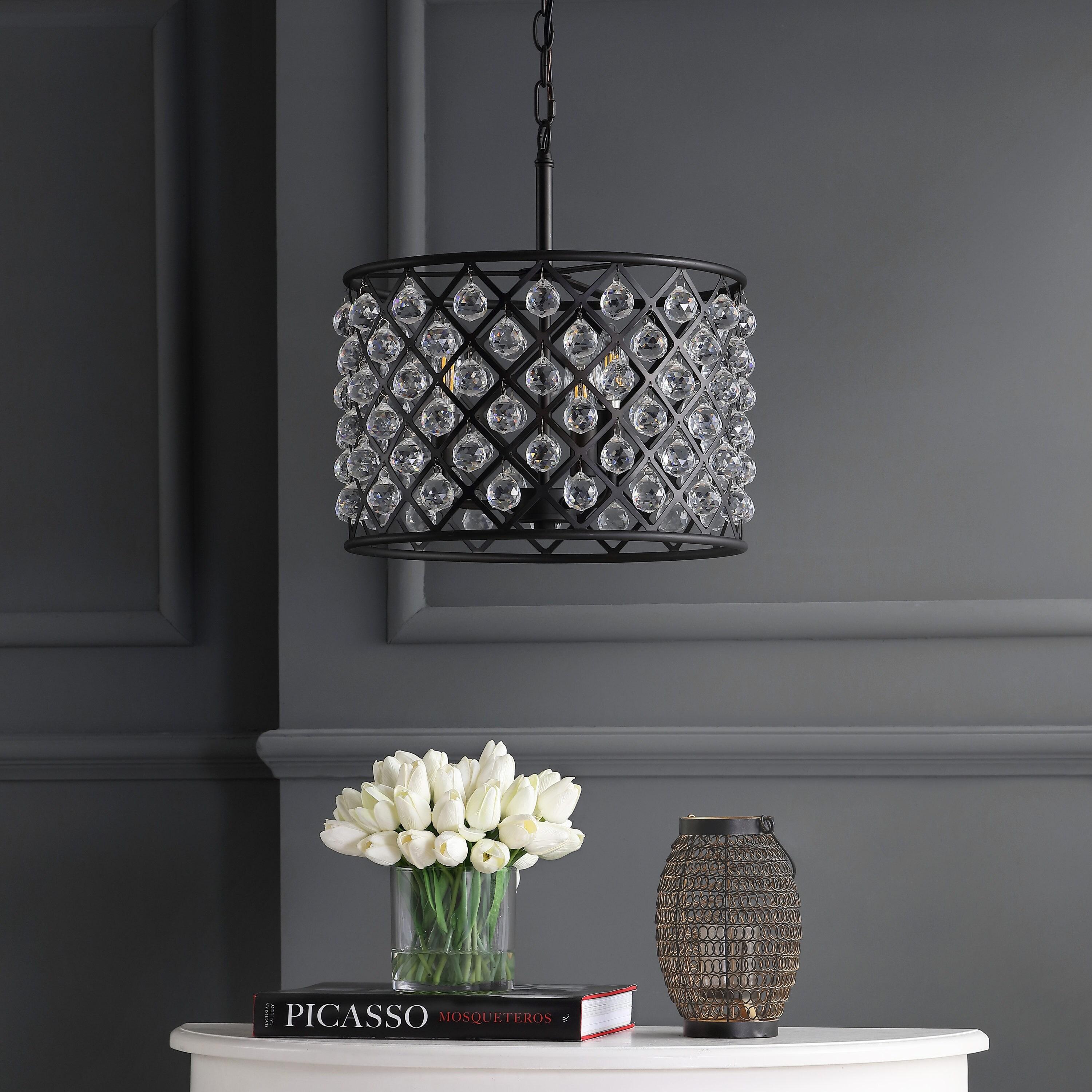 Gabrielle 16" Crystal/Metal LED Pendant, Oil-Rubbed Bronze