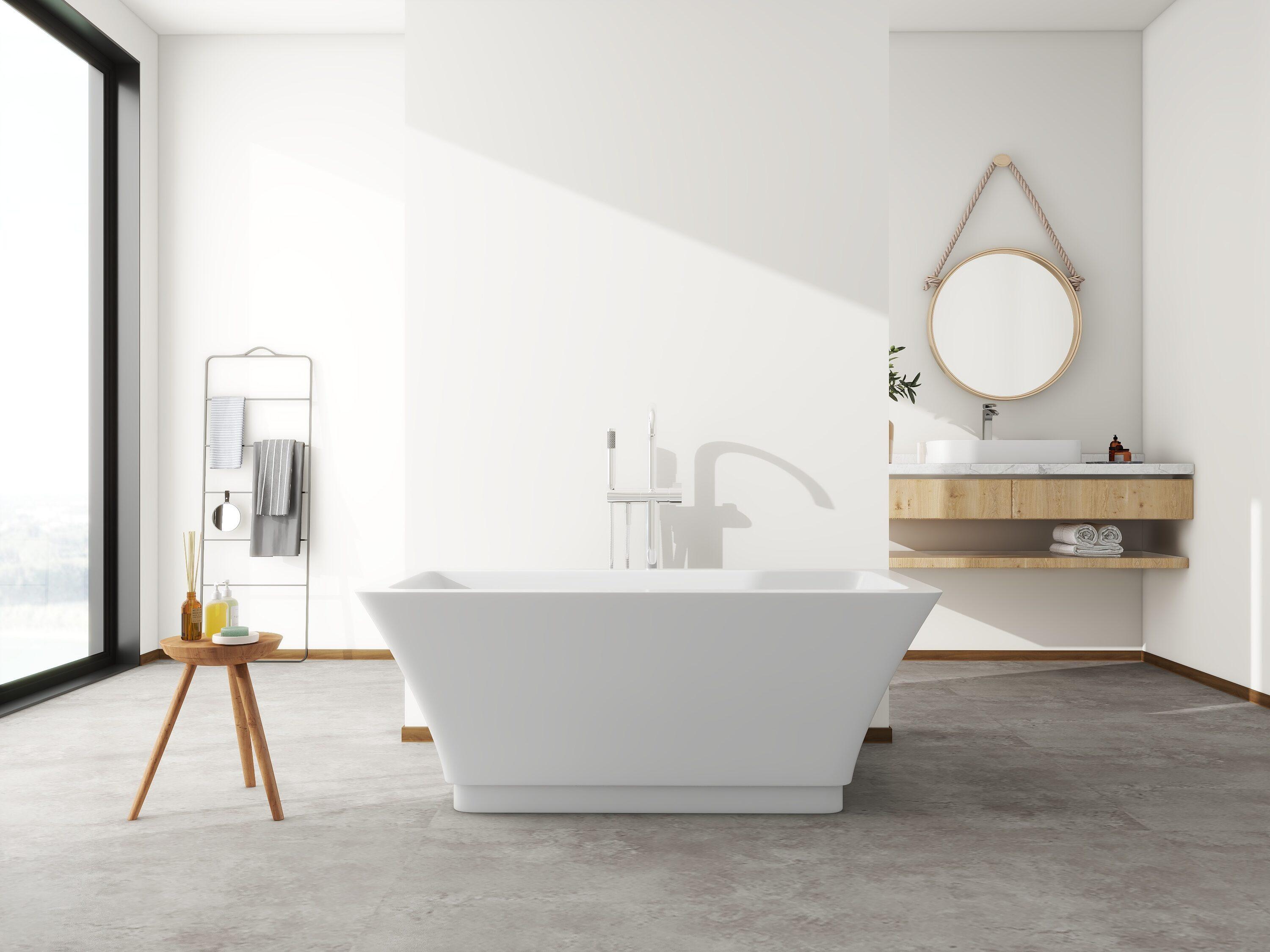 Orion 59'' x 30'' Freestanding Soaking Acrylic Bathtub