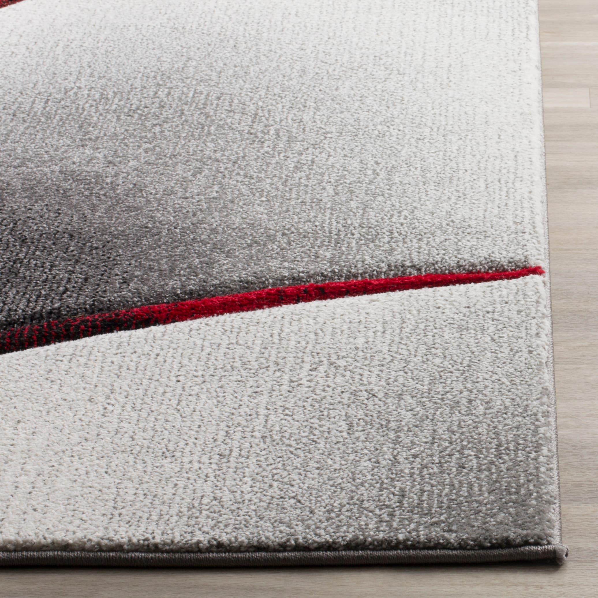 Hollywood HLW712 Machine Made Accent Rug - 2'7"x5' - Grey/Red - Safavieh