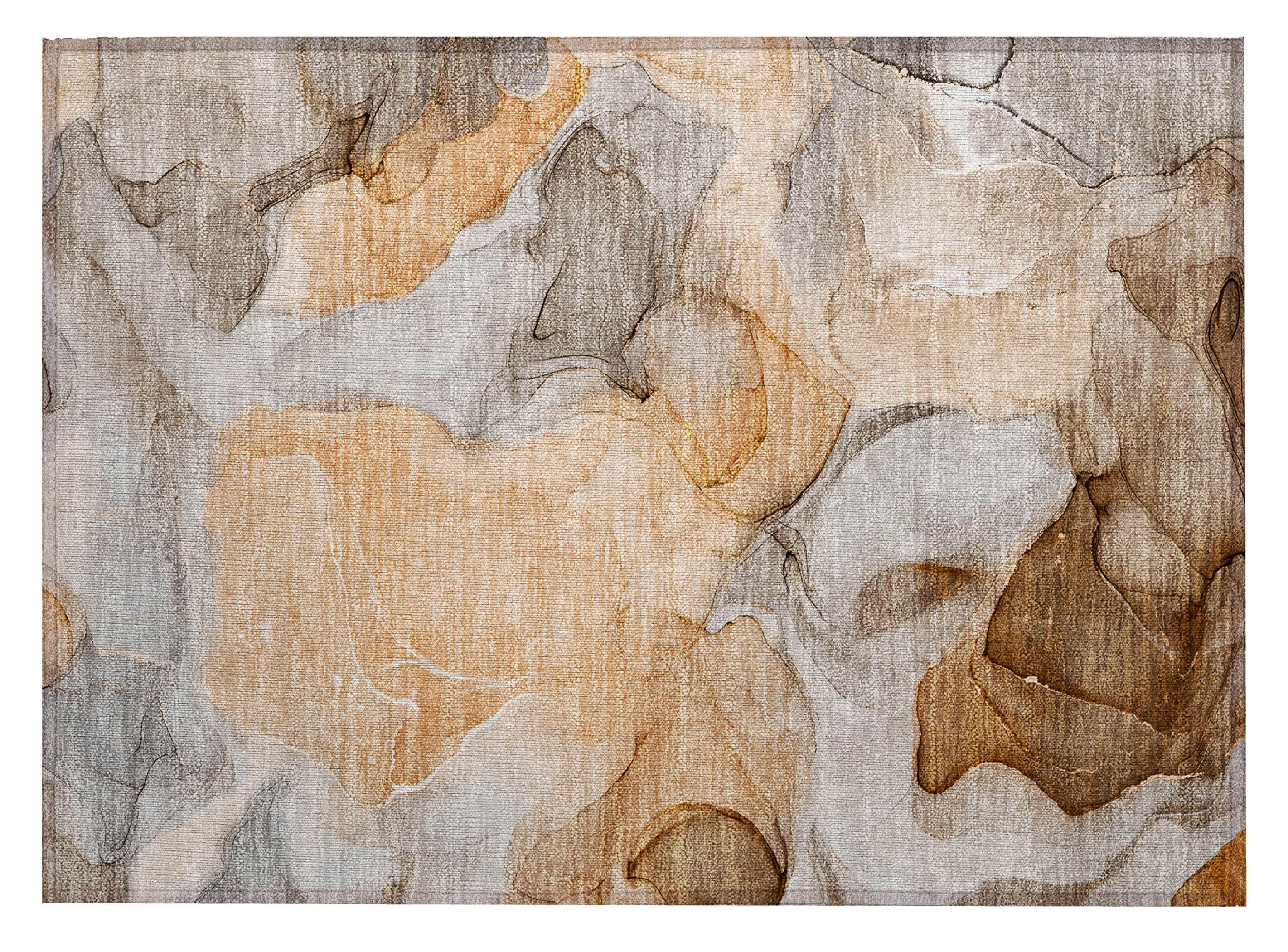 Addison Rugs Chantille Indoor/Outdoor Transitional Watercolors Orange Washable Rectangle Rug, 1'8" x 2'6"