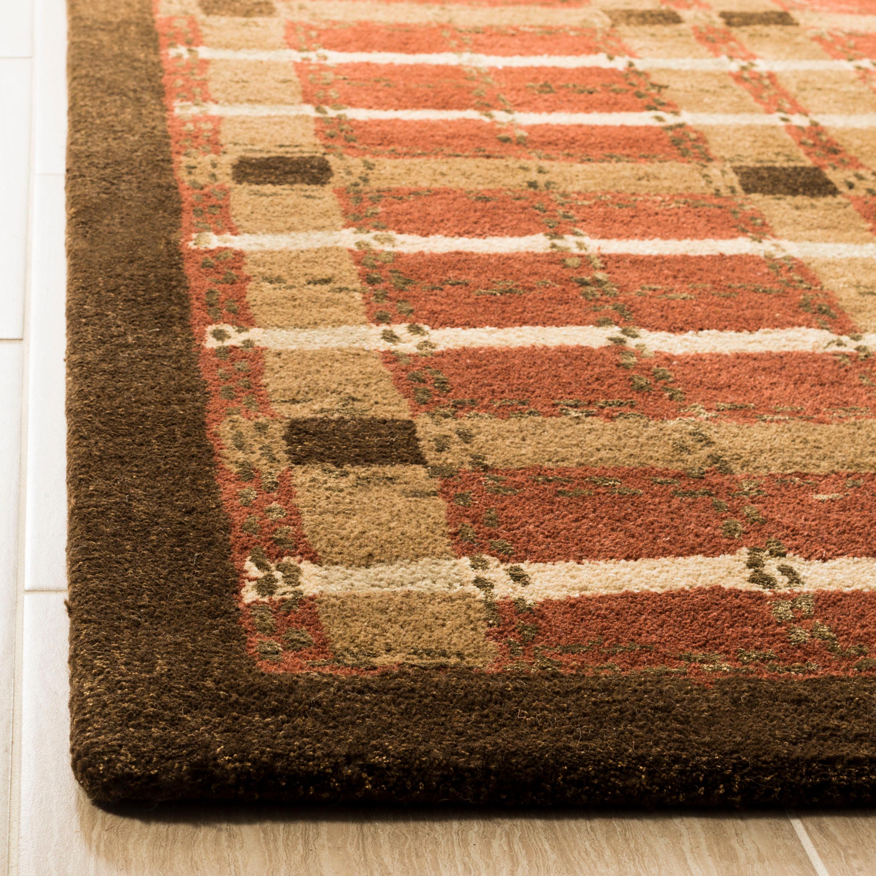 Martha Stewart Hand Tufted Wool/Viscose Plaid Rug in October Leaf Red
