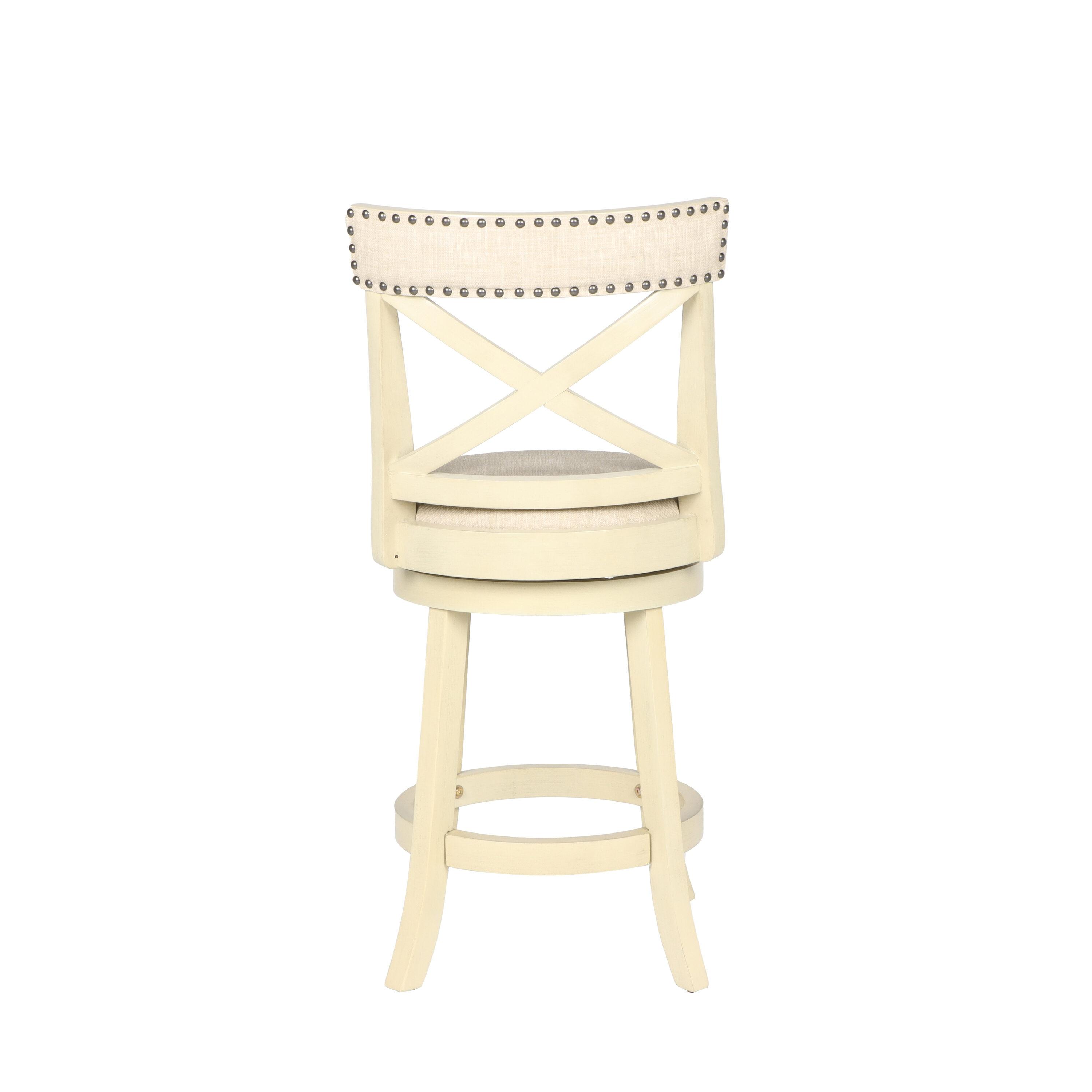 New Classic Furniture,Furniture York 24" Wood Counter Stool With Fabric Seat In Ant White