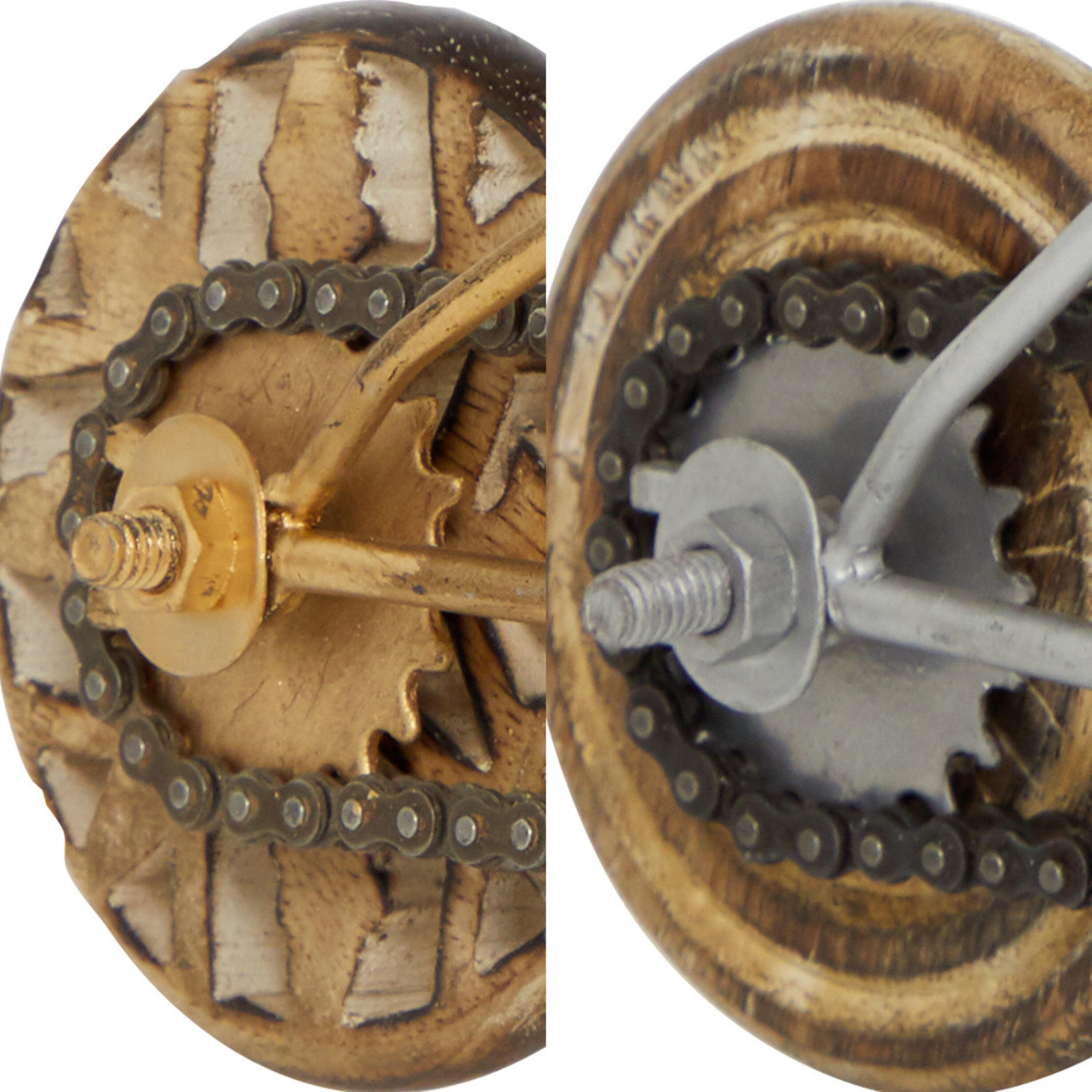 4"W, 8"H Multi Colored Metal Bike Sculpture with Wood Wheels, by DecMode (2 Count)