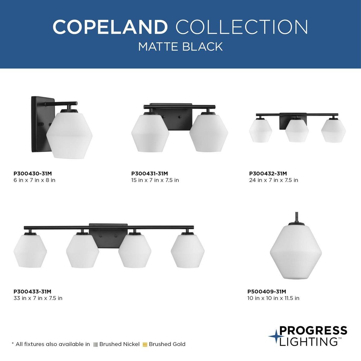 Progress Lighting Copeland 4-Light Brushed Nickel Vanity Light with Opal Glass Shades