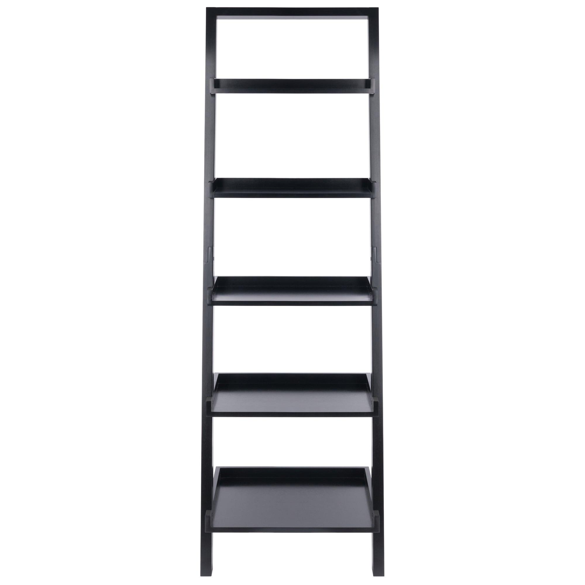 74.65" Bailey Leaning Shelf Black Finish - Winsome: 5-Tier Storage, Modern Design