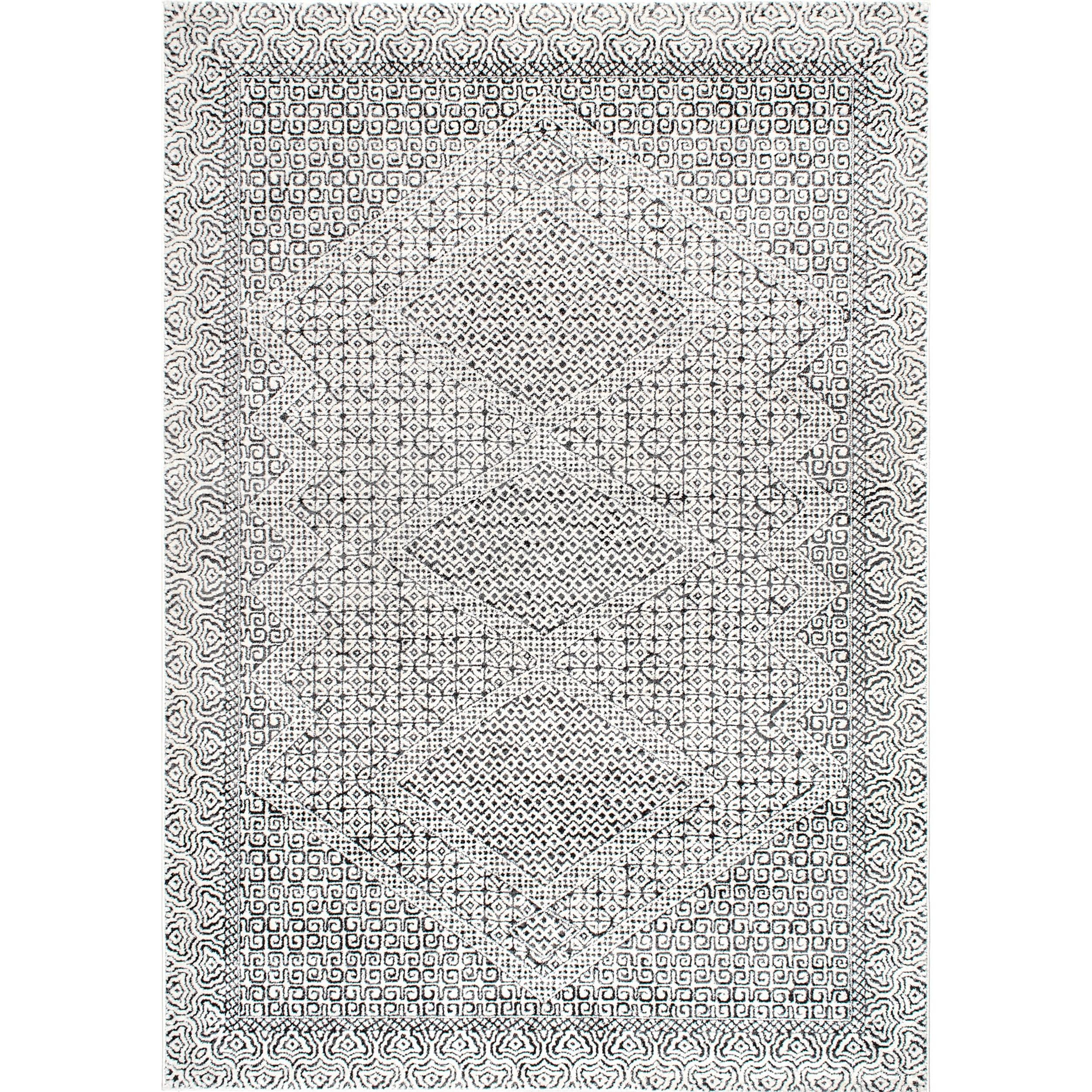 Nuloom Exie Medallion 5x7 Indoor Area Rug for Living Room Bedroom Dining Room Kitchen, Grey/Ivory