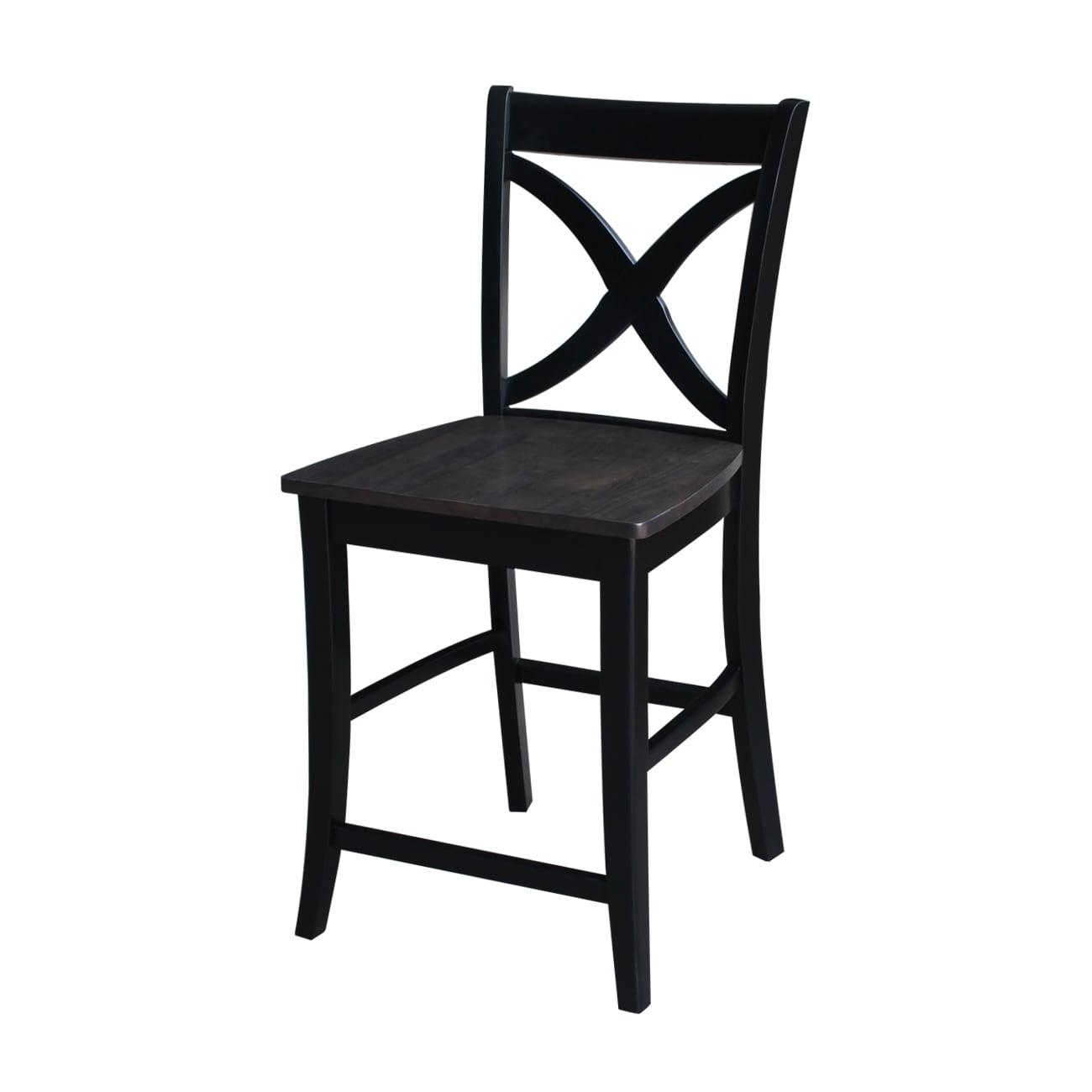 International Concepts Cosmo 24" Cross Back Counter Stool in Coal