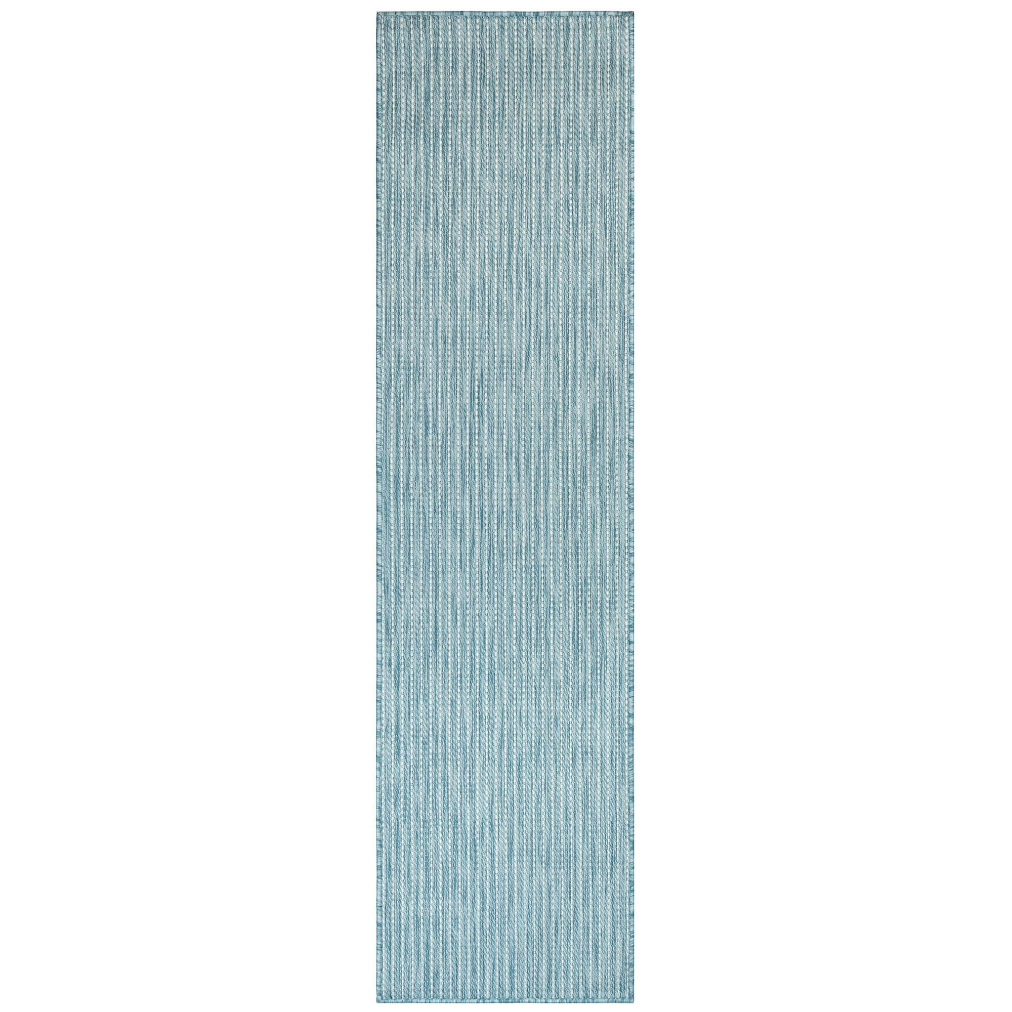 Liora Manne Carmel Texture Stripe Indoor/Outdoor Rug Aqua 1'11" x 4'11"