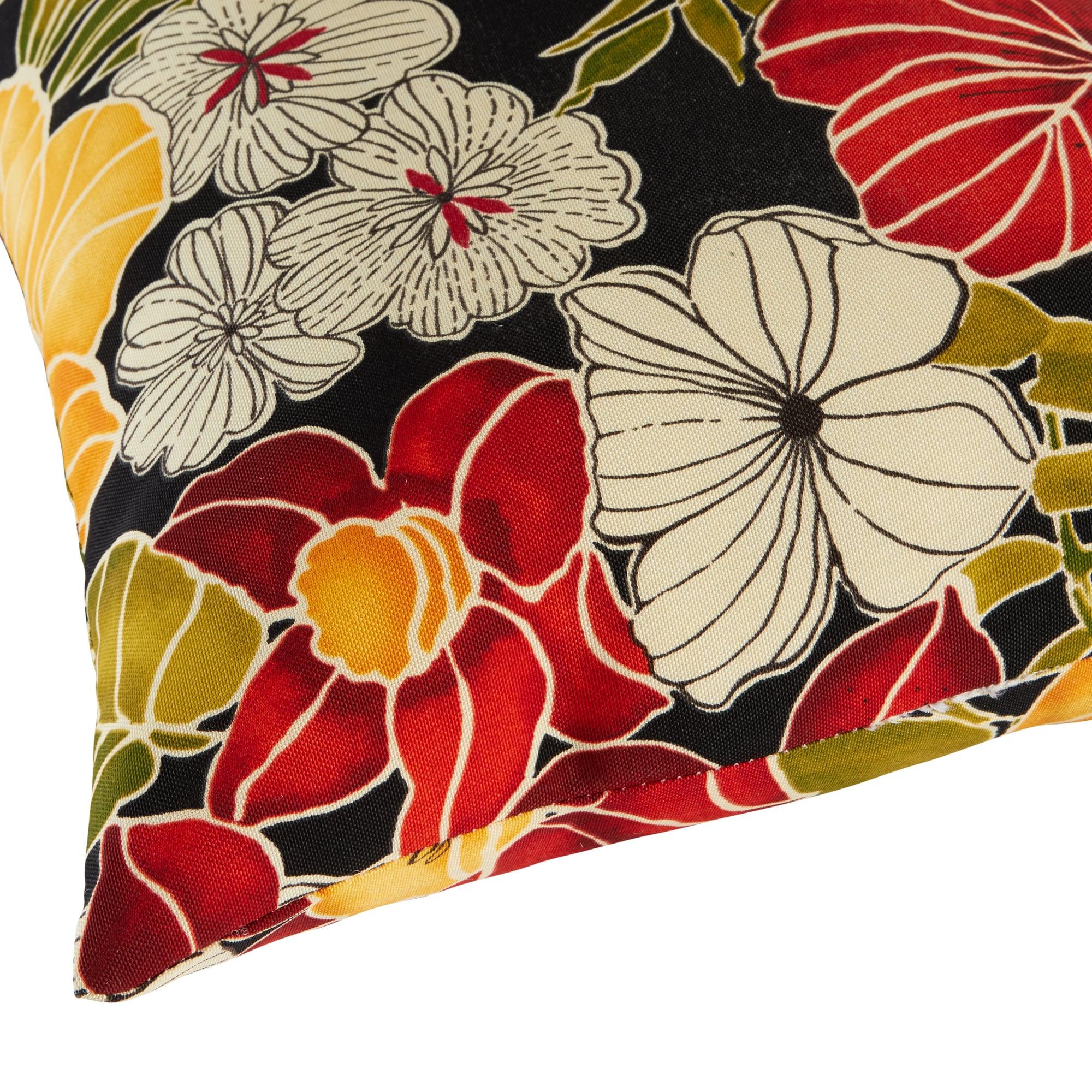 Aloha Black Floral 19 x 12 in. Outdoor Rectangle Throw Pillow (Set of 2) by Greendale Home Fashions