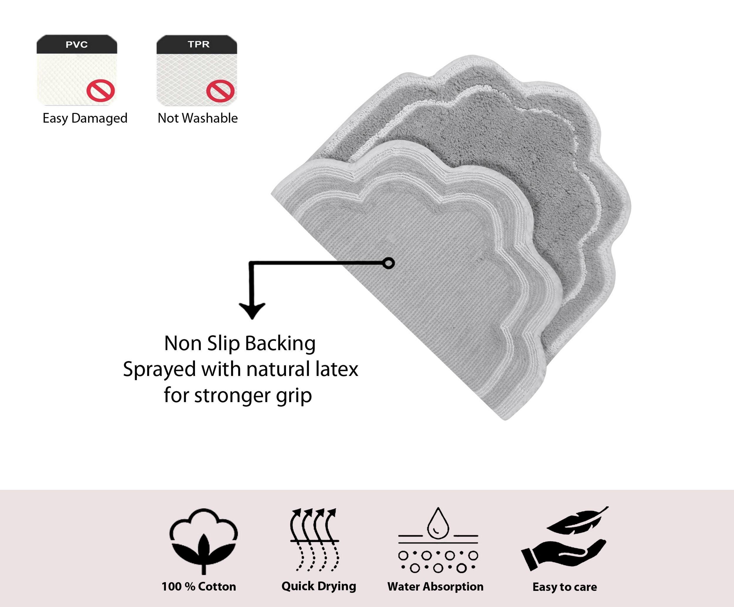 Home Weavers Allure Collection Bathroom Rug 100% Cotton Tufted Bathroom Rug, Soft and Absorbent Bath Rugs, Non-Slip Bath Carpet, Machine Wash Dry Bath Mats for Bathroom Floor- 21"x34" Bath Rug, Gray
