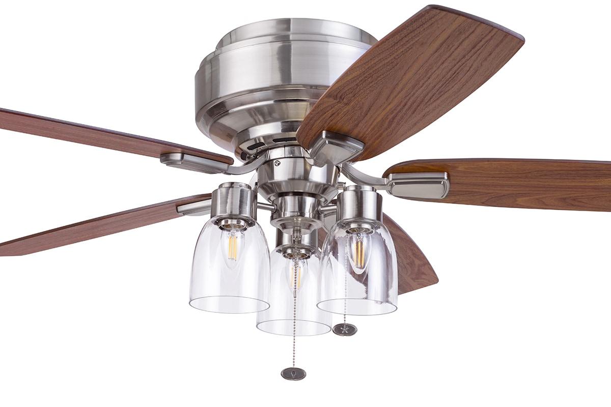 Prominence Home 51669-45 Magonia 52 in. Farmhouse Style Flush Mount LED Ceiling Fan with Light - Brushed Nickel