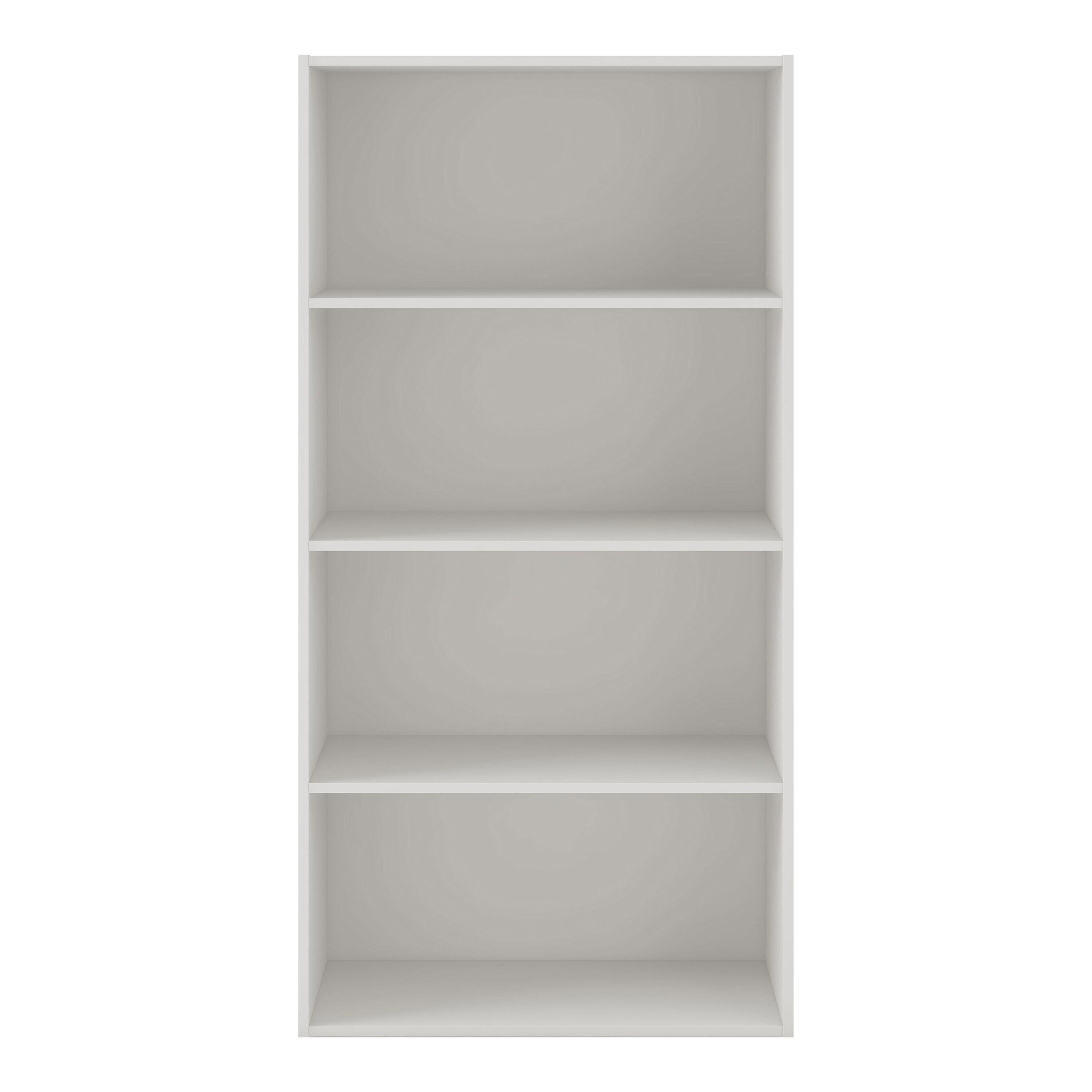 24/7 Shop At Home 46.9" Silkpath Modern 4 Tier Stackable and Modular Bookcase White: Modular Organizer, Open Shelving