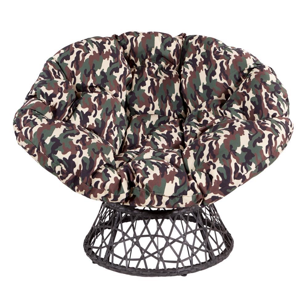 OSP Home Furnishings Papasan Chair with Camo Cushion and Black Frame