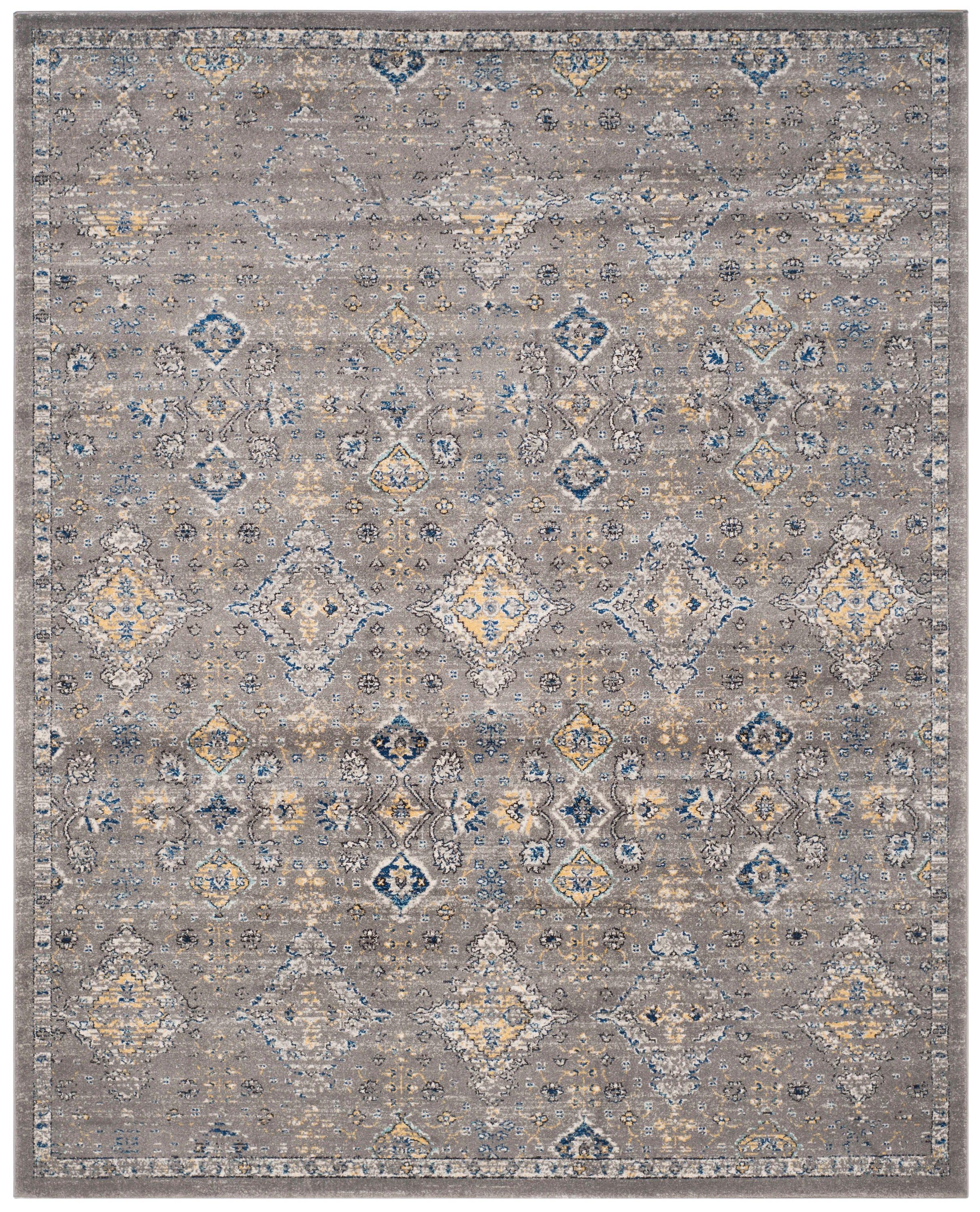 Evoke EVK224 Power Loomed Area Rug - Dark Grey/Yellow - 8'9"x11'9" - Safavieh.