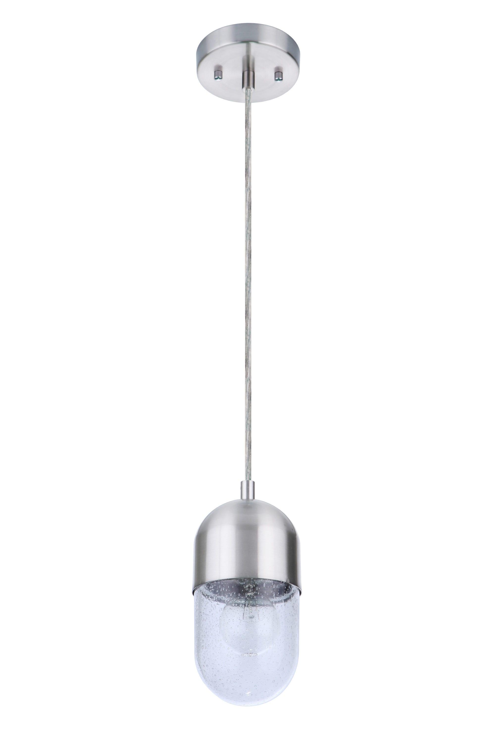55091-BNK-Craftmade Lighting-Pill - 1 Light Mini Pendant-Brushed Polished Nickel Finish    -Traditional Installation