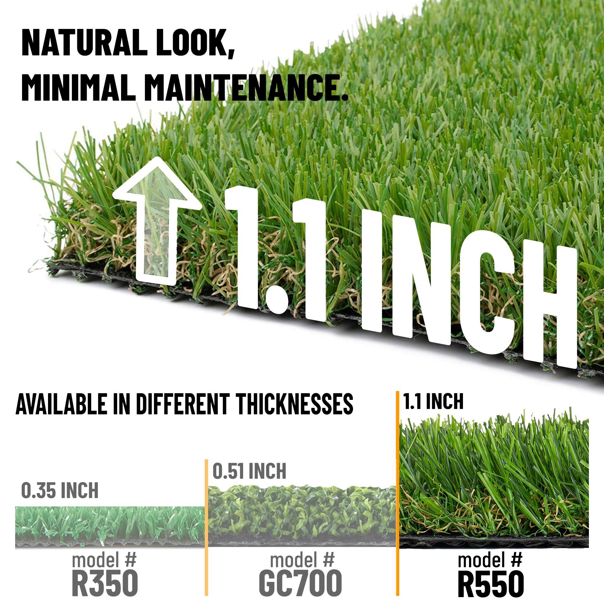 Ottomanson Grass Waterproof Indoor/Outdoor Realistic Feel Artificial Grass Turf Rugs and Rolls Customized Size For Balcony, Patios