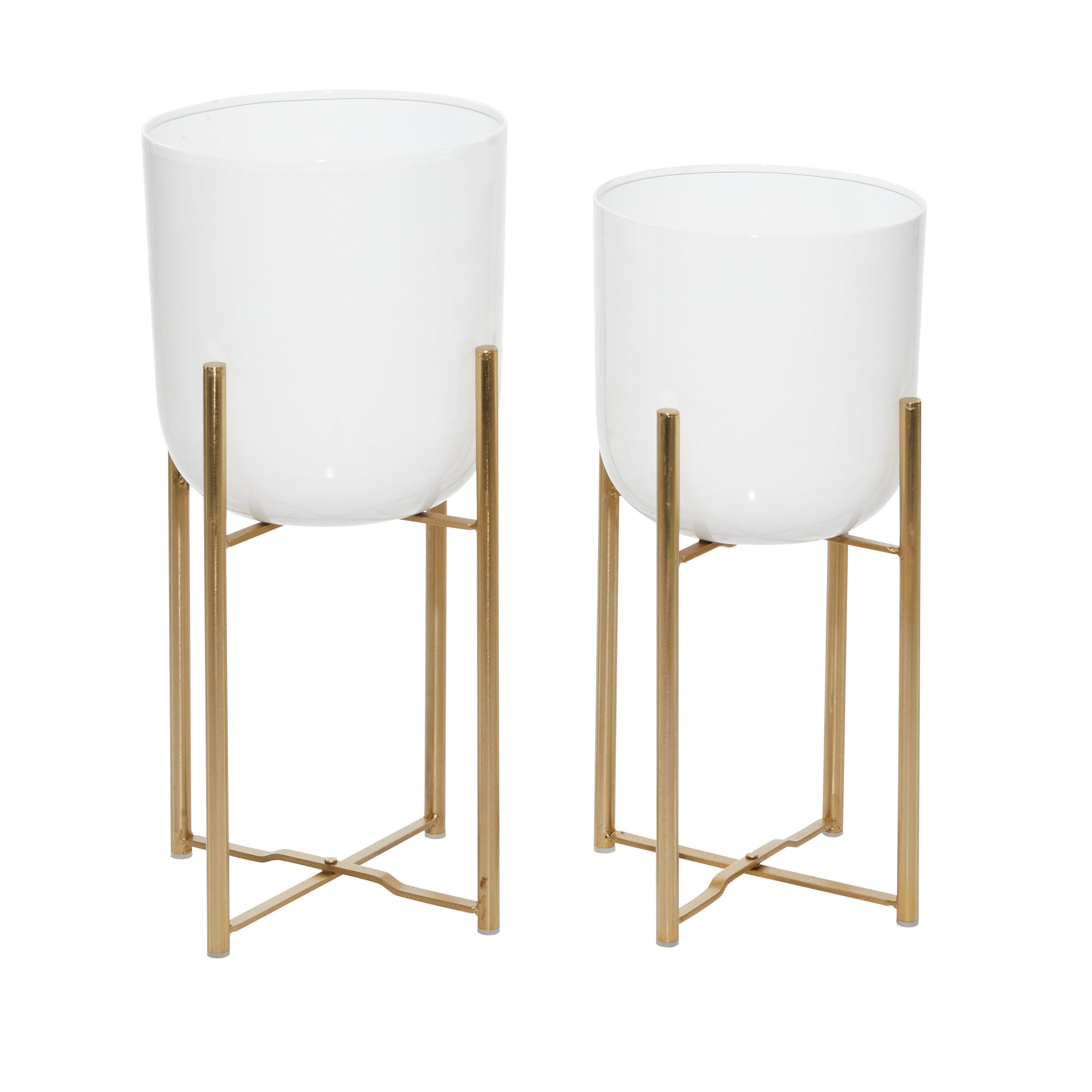 CosmoLiving by Cosmopolitan 2 - Piece Metal Dome Indoor Outdoor Planter with Removable Stand Set