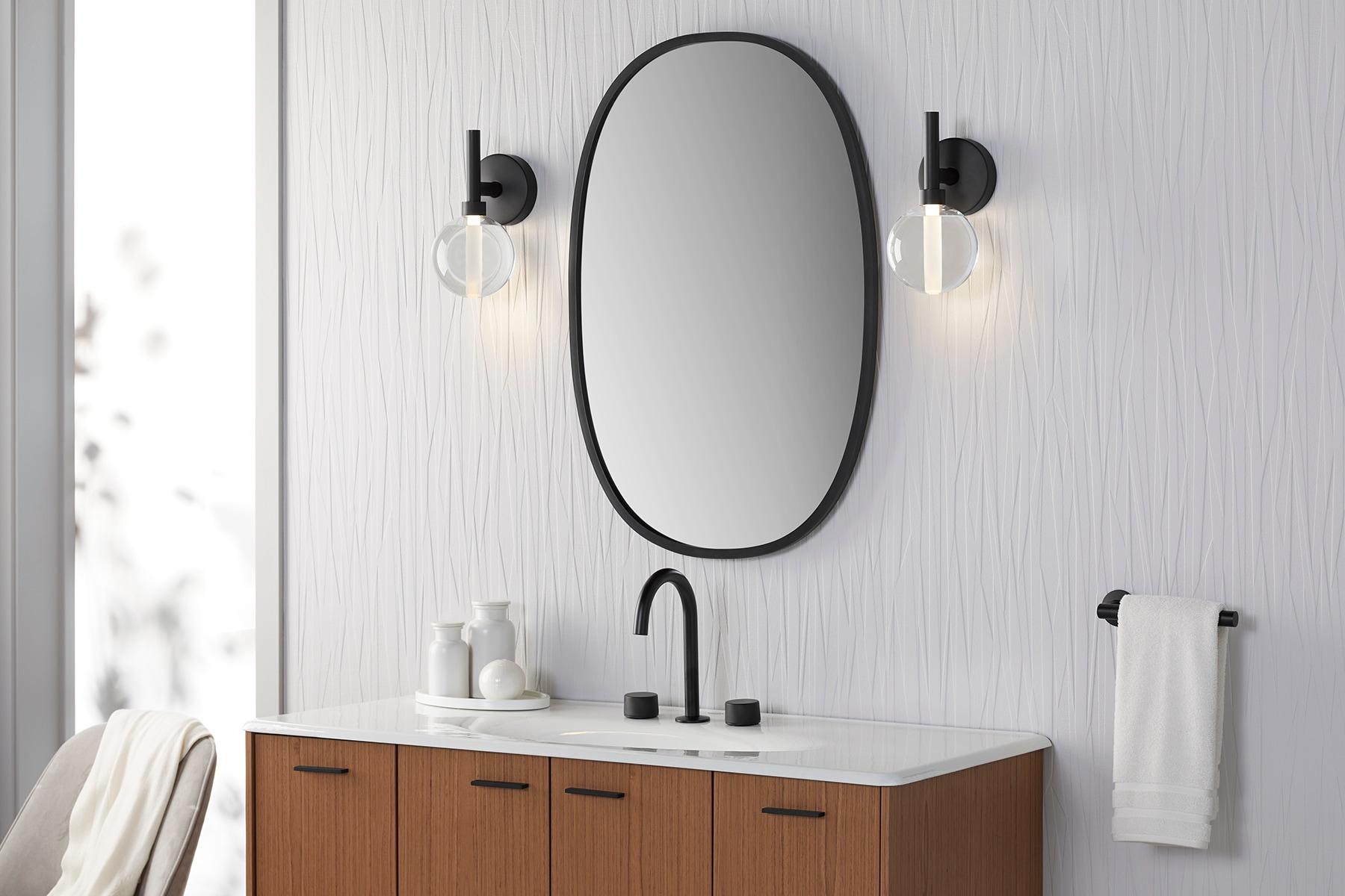 Matte Black Glass Shade Dimmable LED Sconce