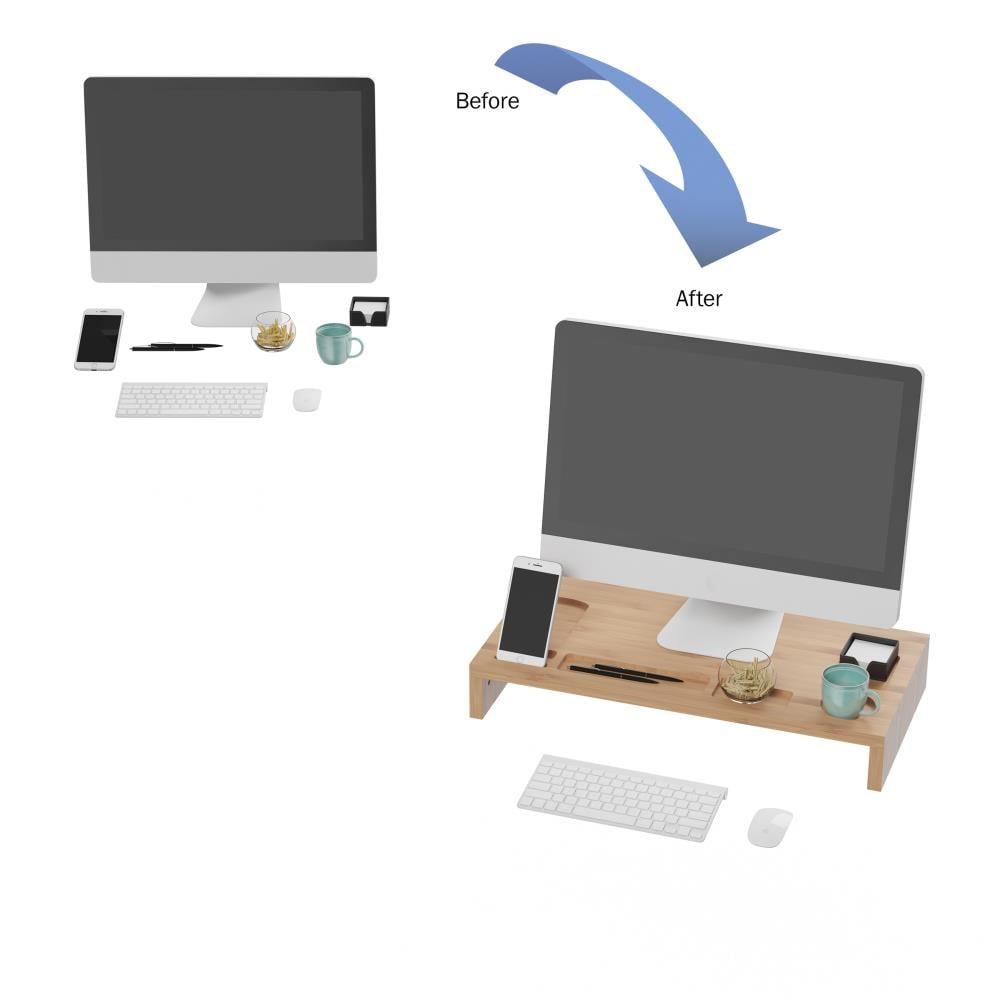 3.5" x 12" Bamboo Monitor Stand and Desk Organizer  - Hastings Home