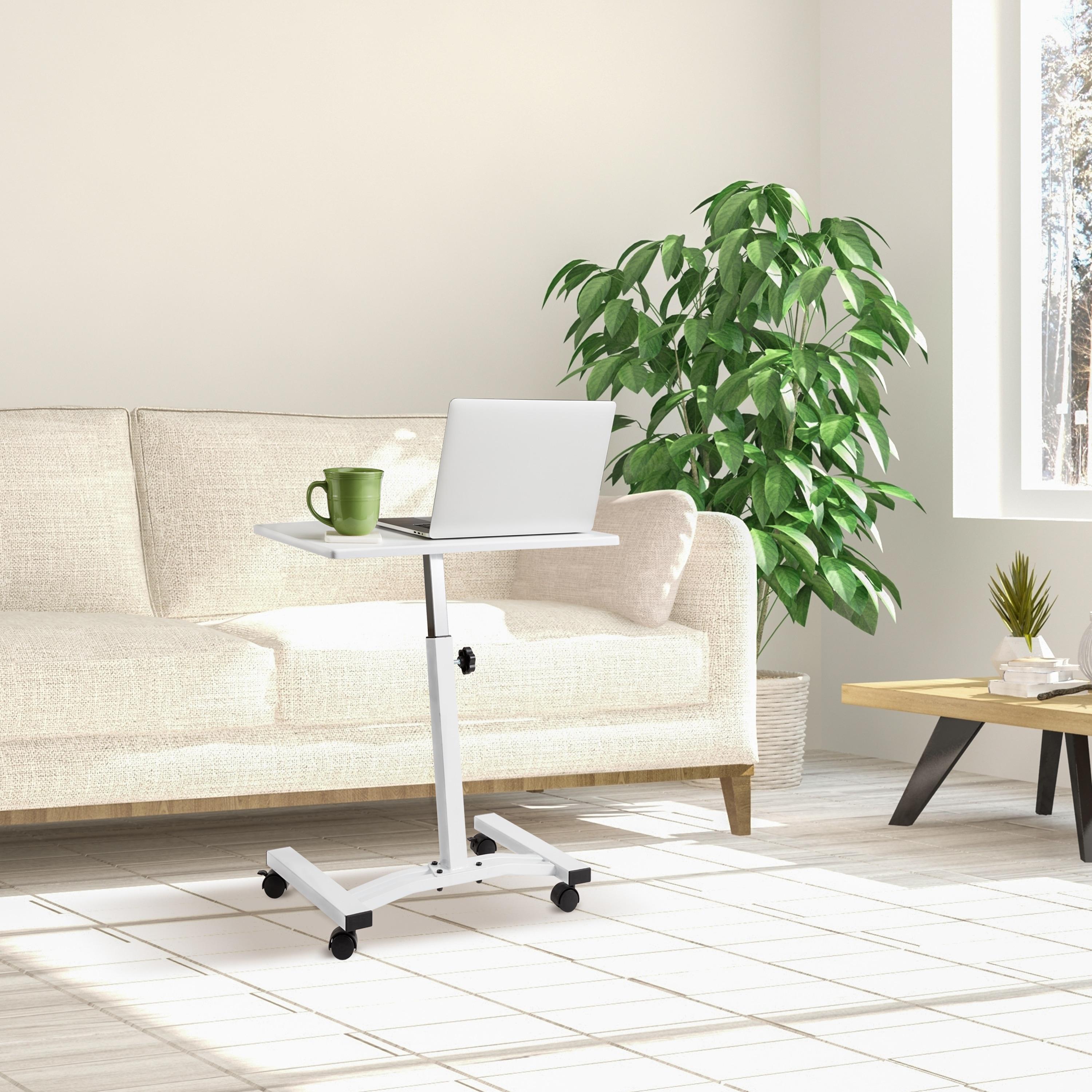 Seville Classics 23.75" Height Adjustable Mobile Laptop Desk, White